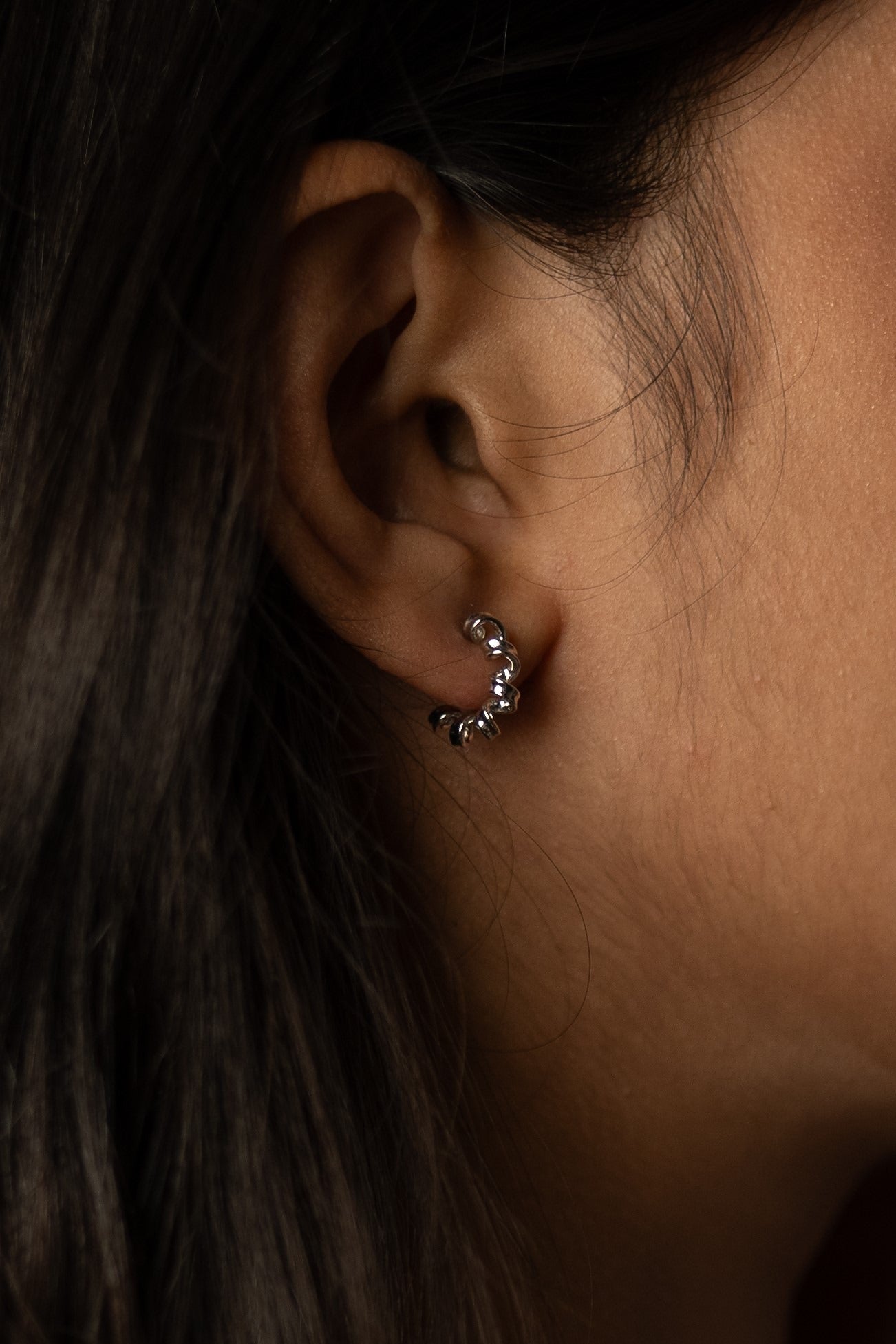 Spiral Silver Hoop Earrings
