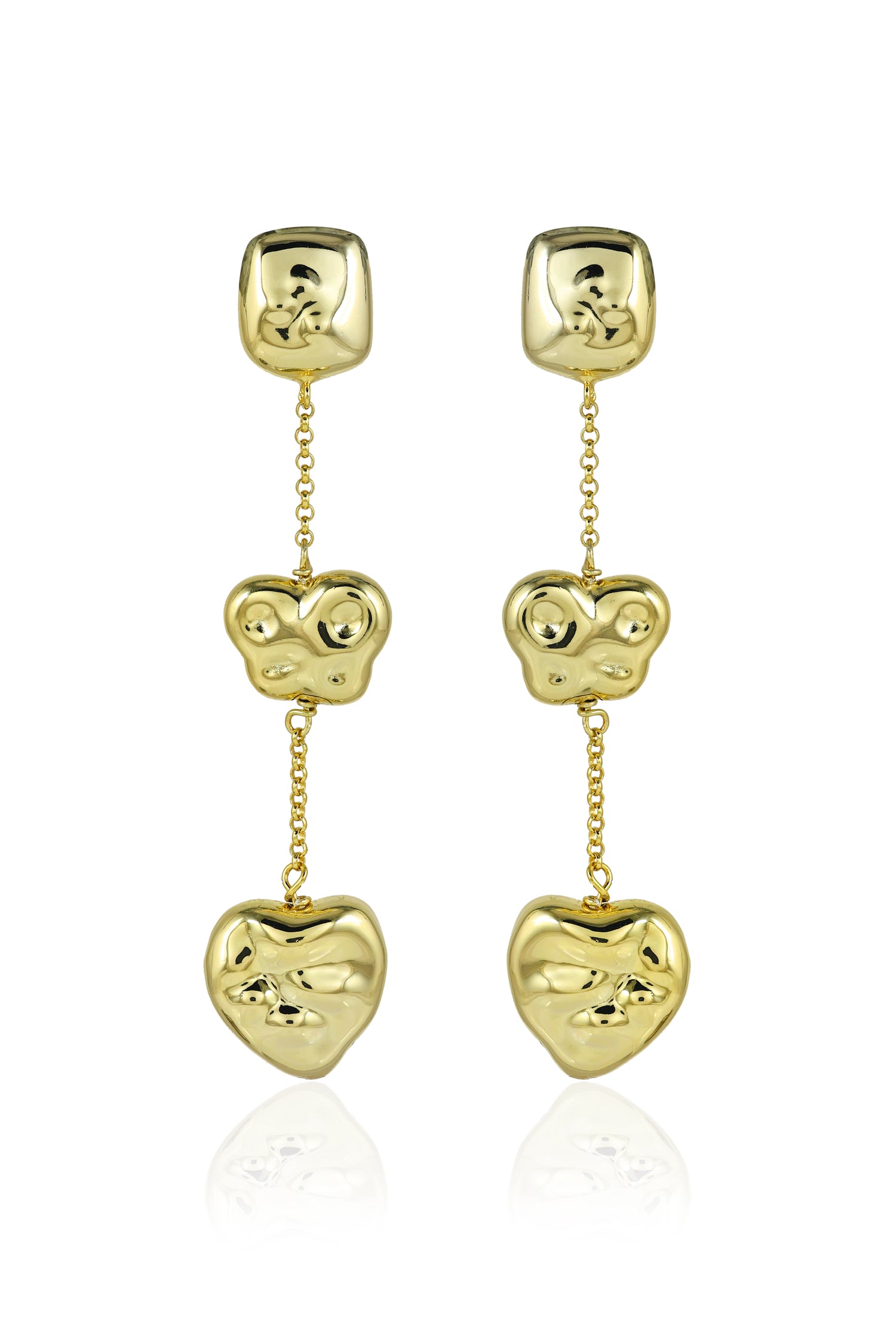 Drip Gold Heart Earrings