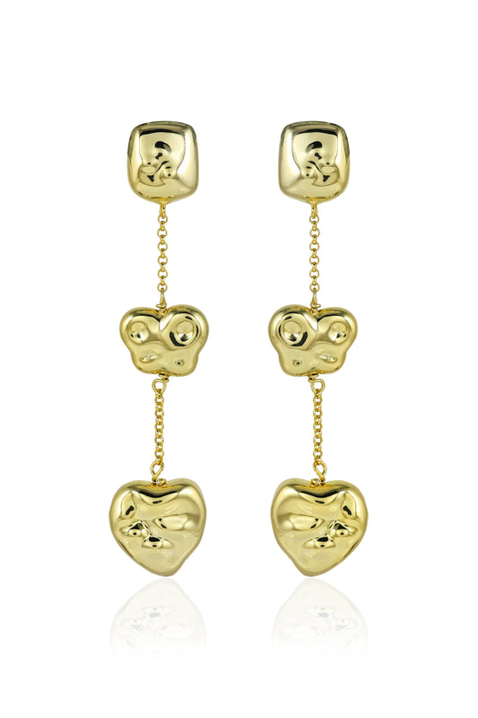 Drip Gold Heart Earrings
