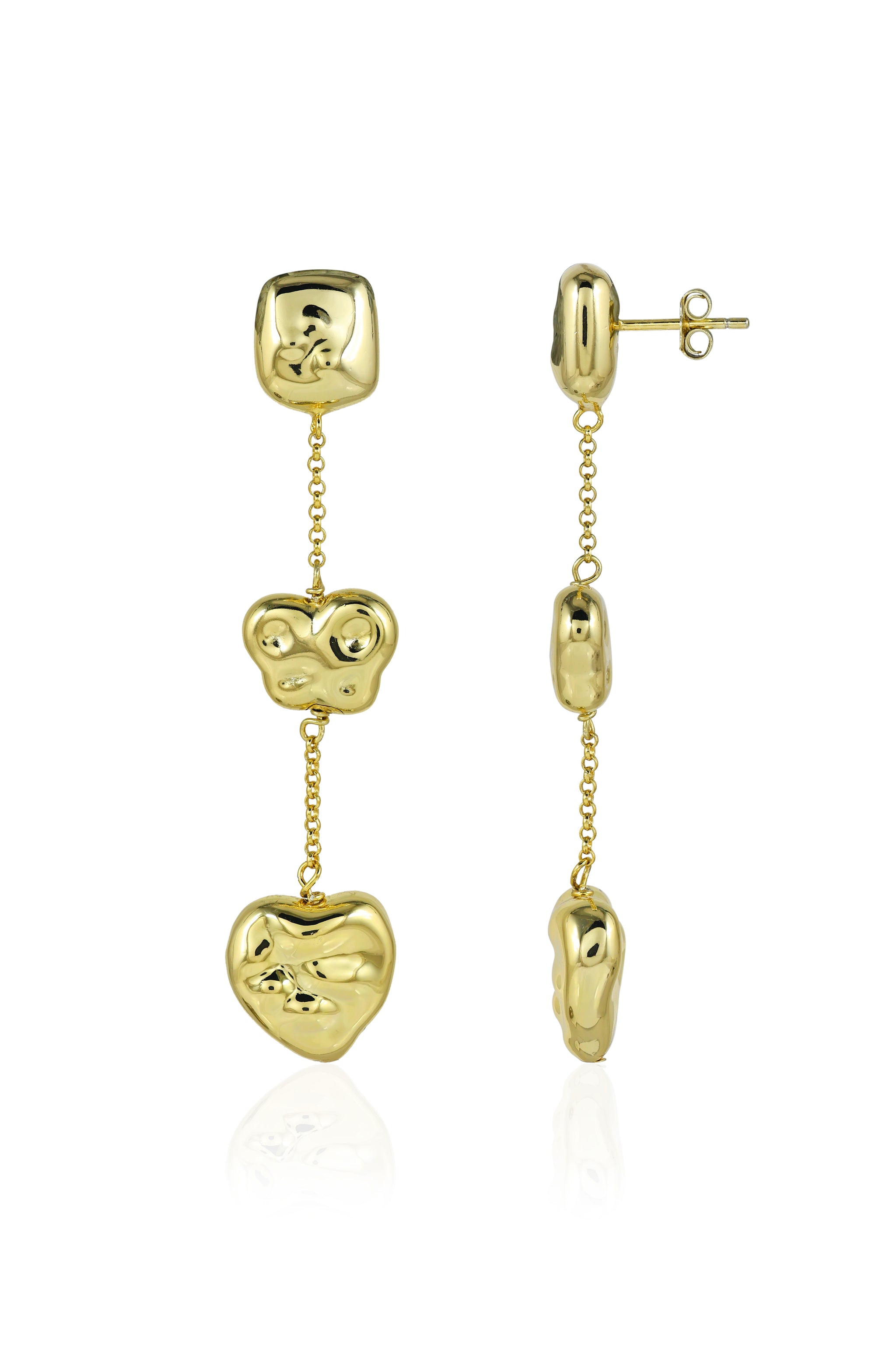 Drip Gold Heart Earrings