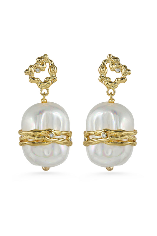 Molten Pearl Drop Earrings