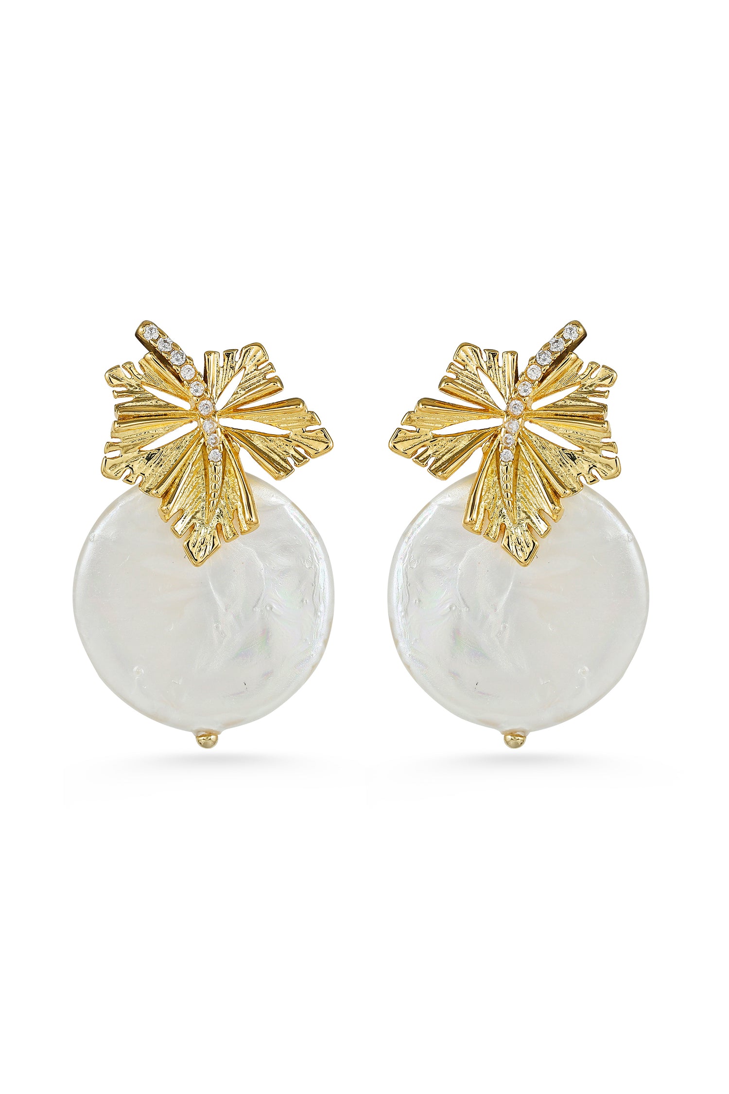 Sunleaf Pearl Drop Earrings