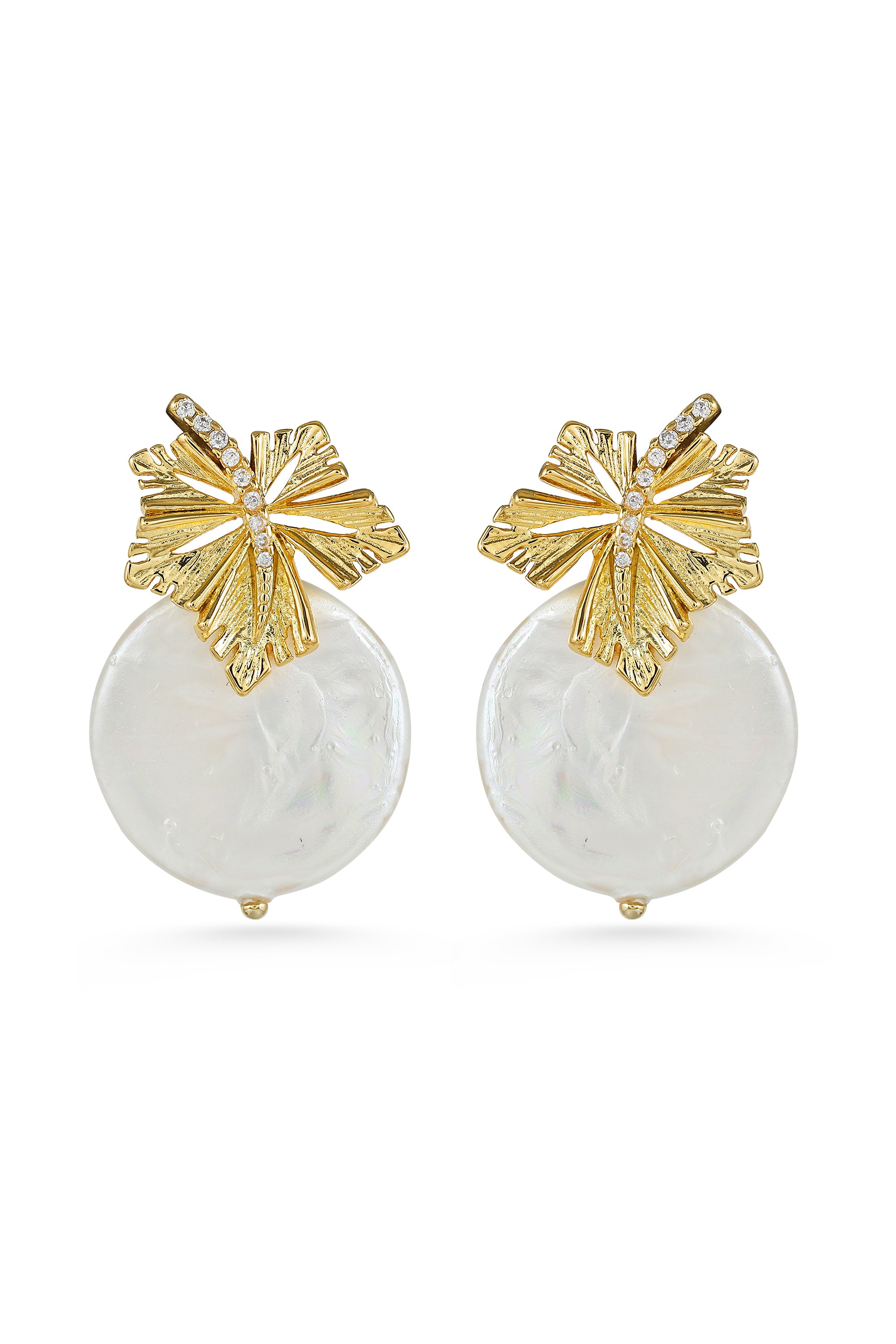 Sunleaf Pearl Drop Earrings