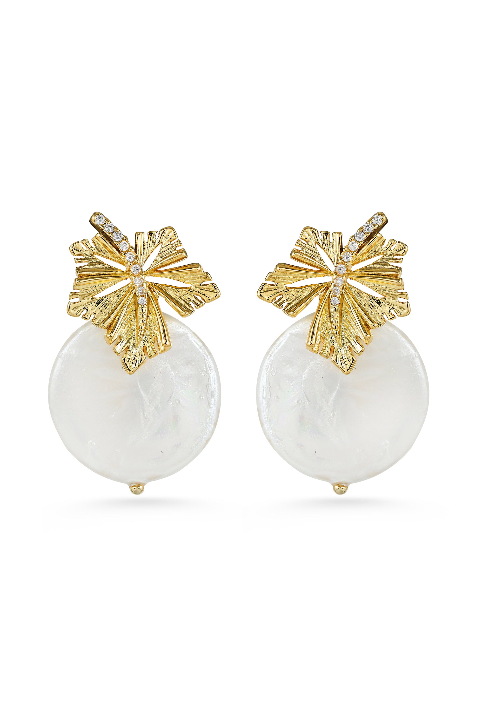 Sunleaf Pearl Drop Earrings