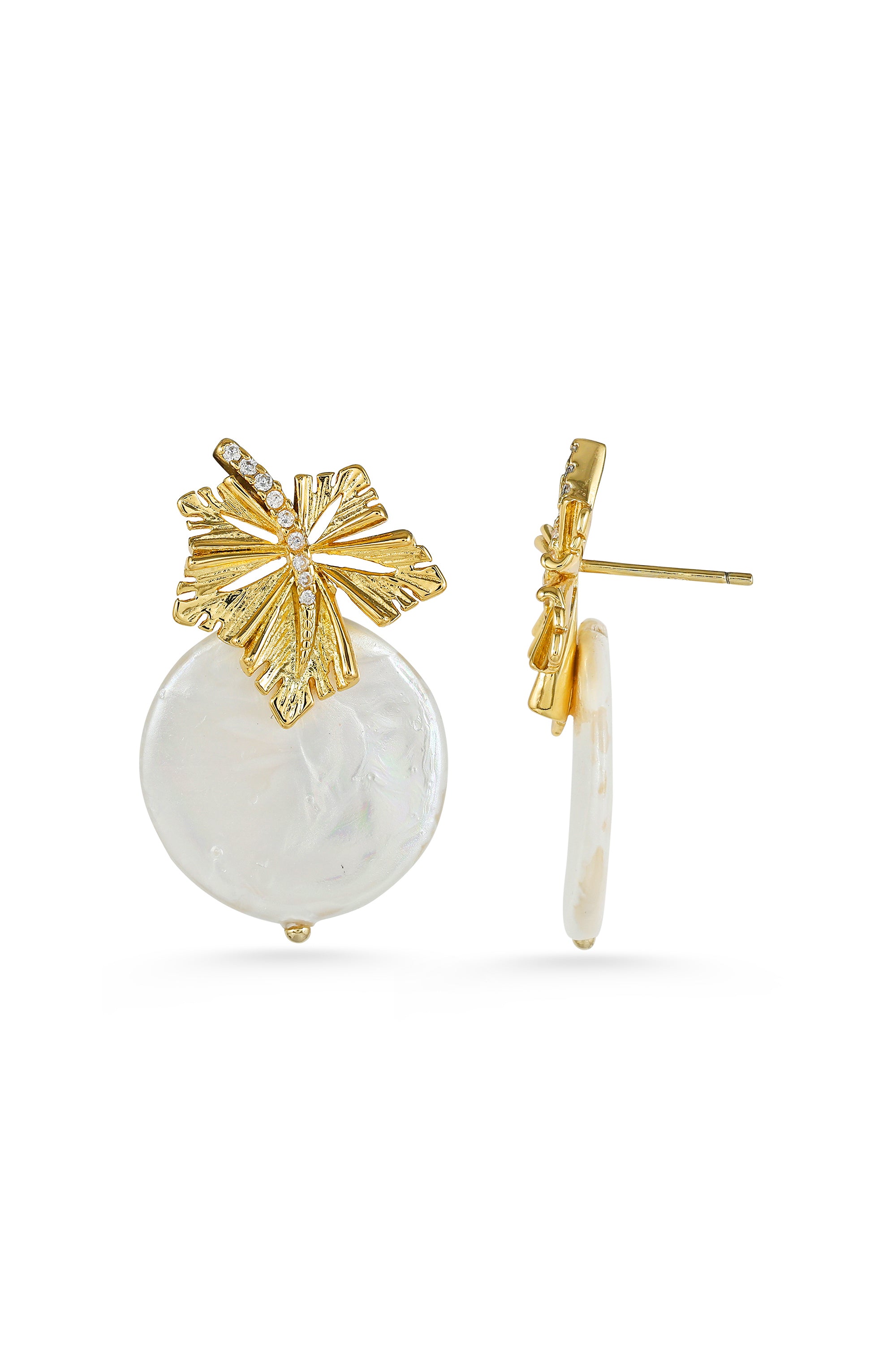 Sunleaf Pearl Drop Earrings