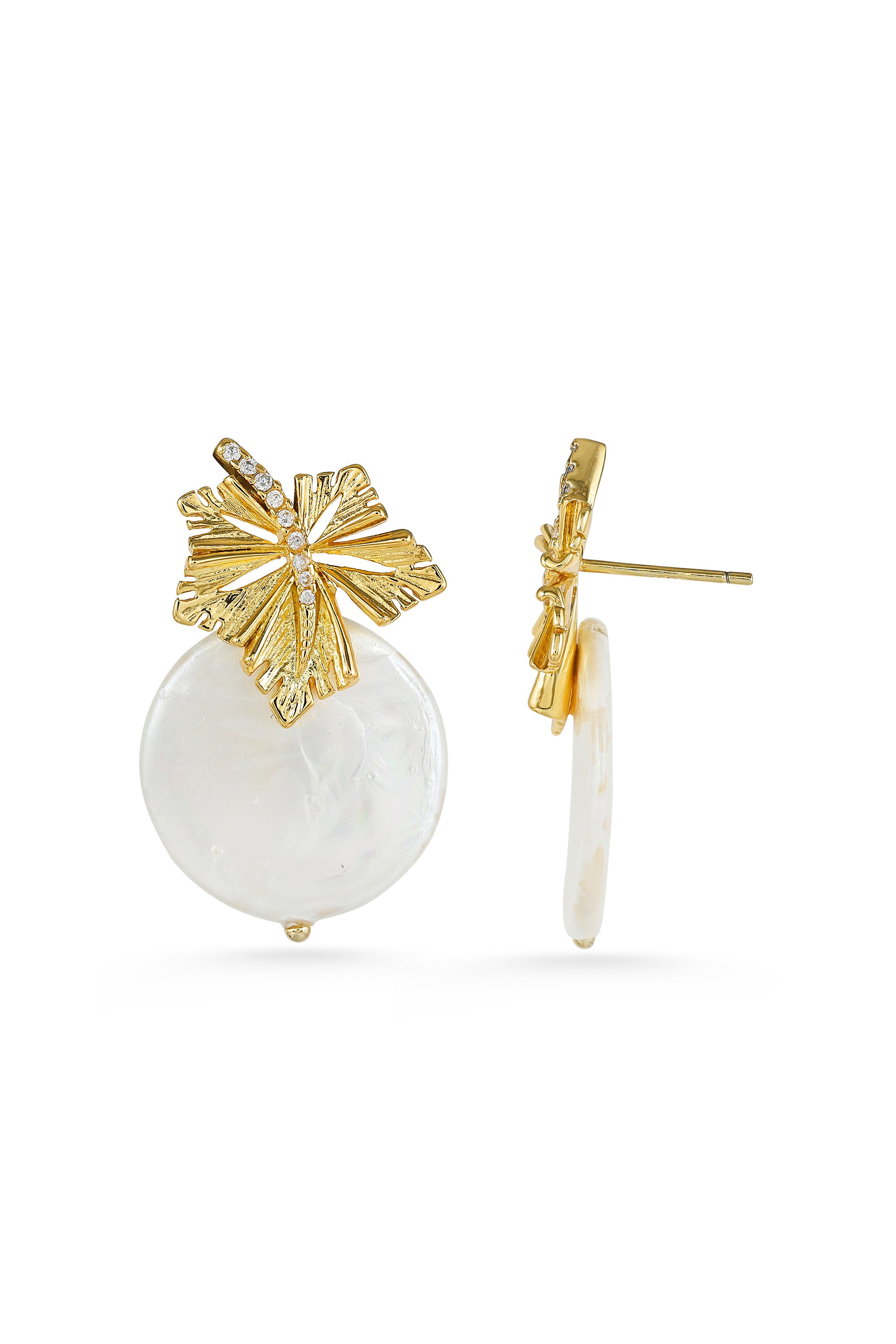 Sunleaf Pearl Drop Earrings
