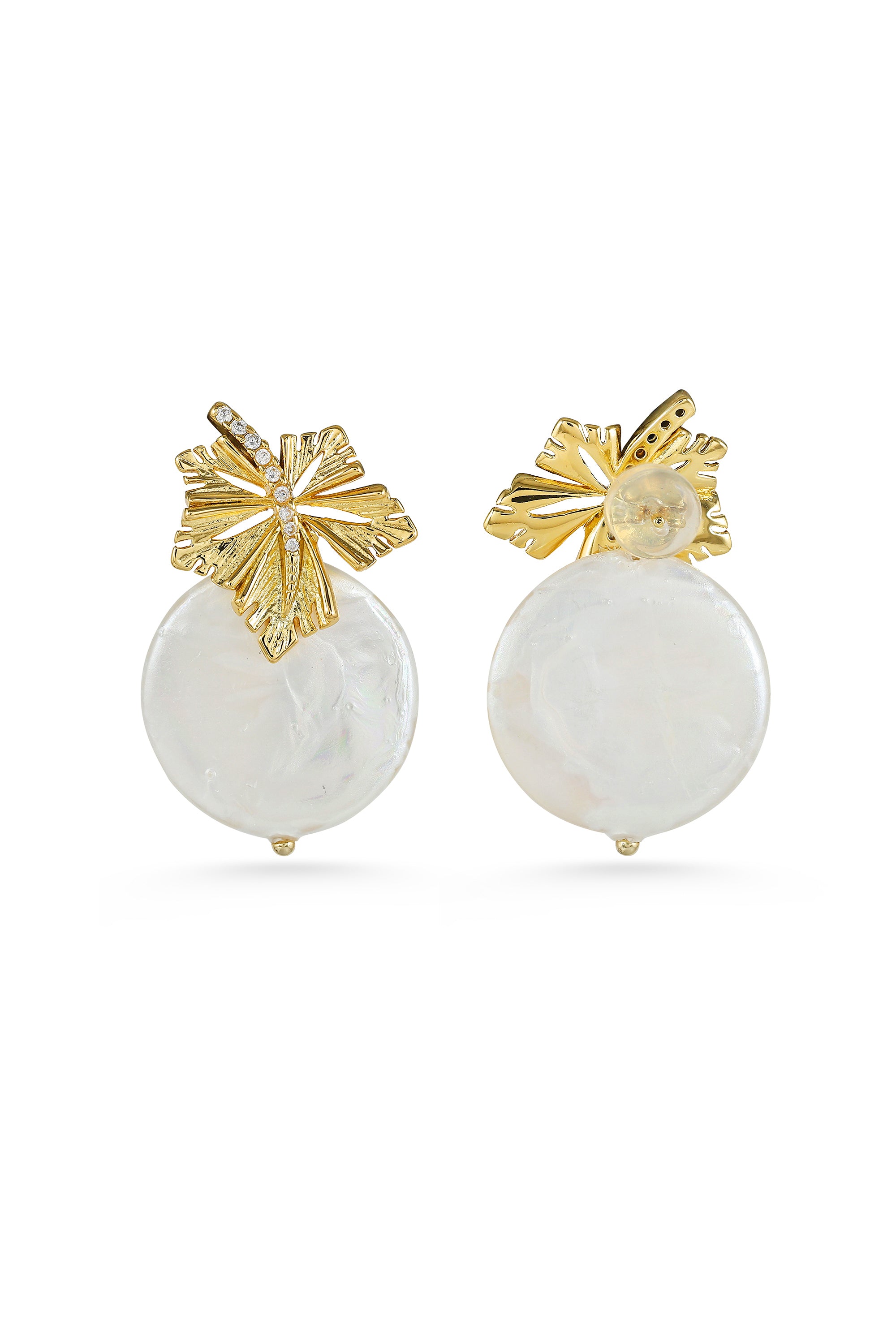 Sunleaf Pearl Drop Earrings
