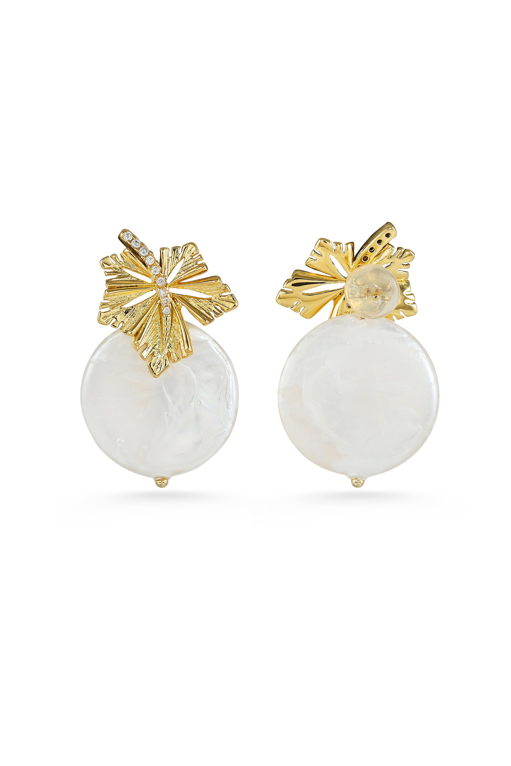Sunleaf Pearl Drop Earrings