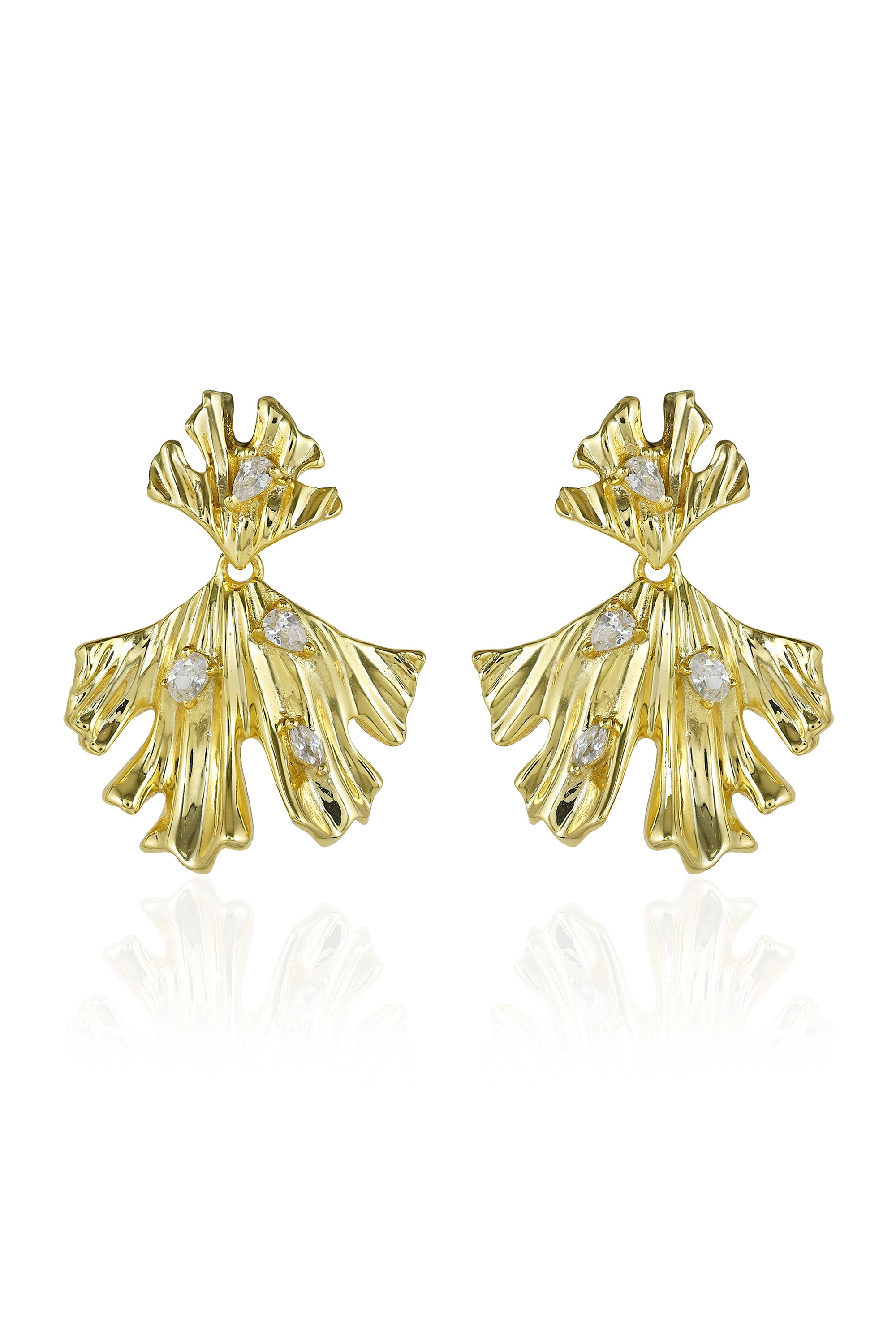 Leaf Drop Gold Earrings