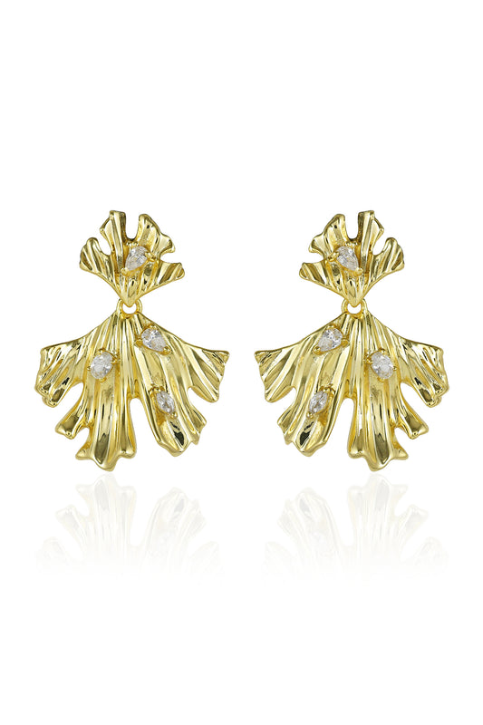 Leaf Drop Gold Earrings