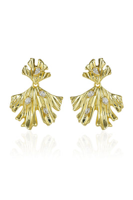 Leaf Drop Gold Earrings