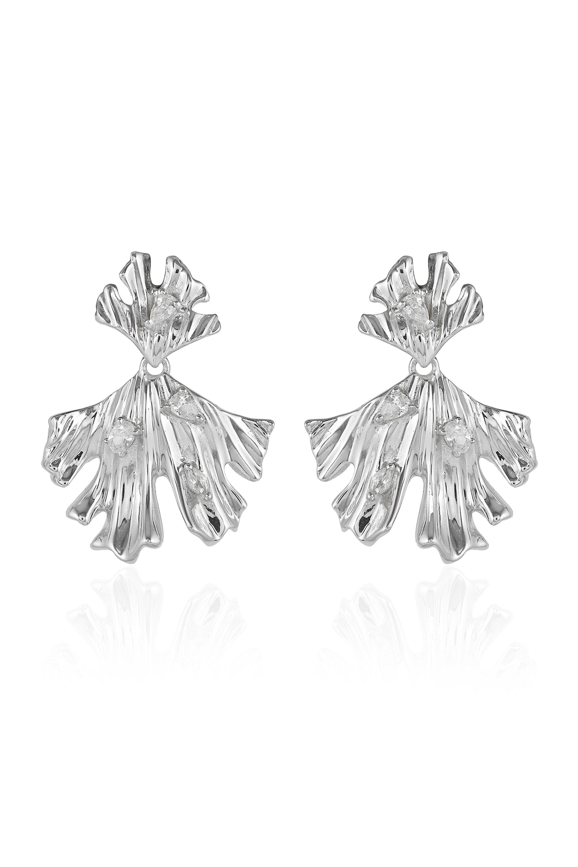 Leaf Drop Silver Earrings