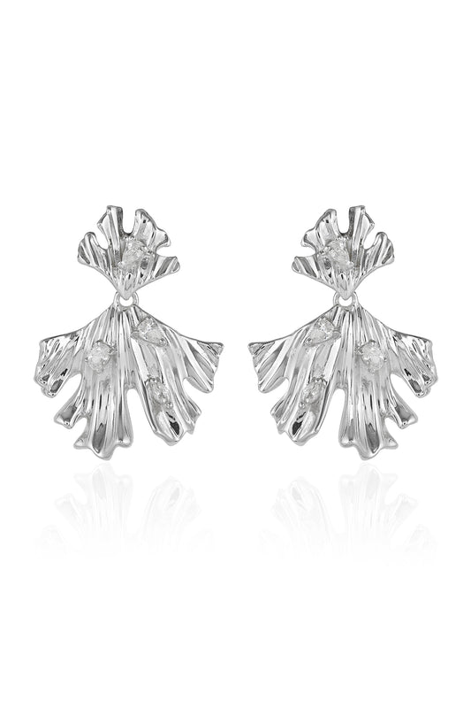 Leaf Drop Silver Earrings