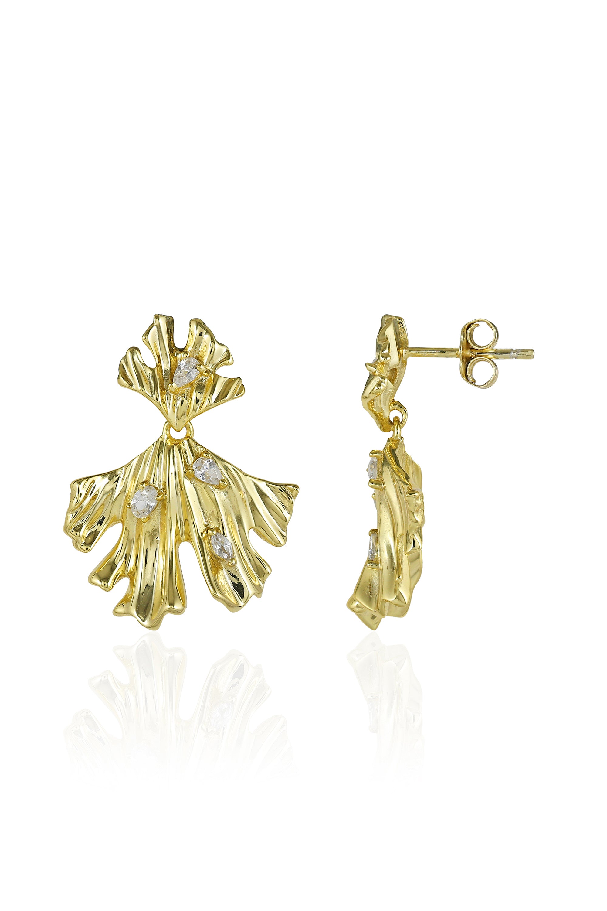 Leaf Drop Gold Earrings