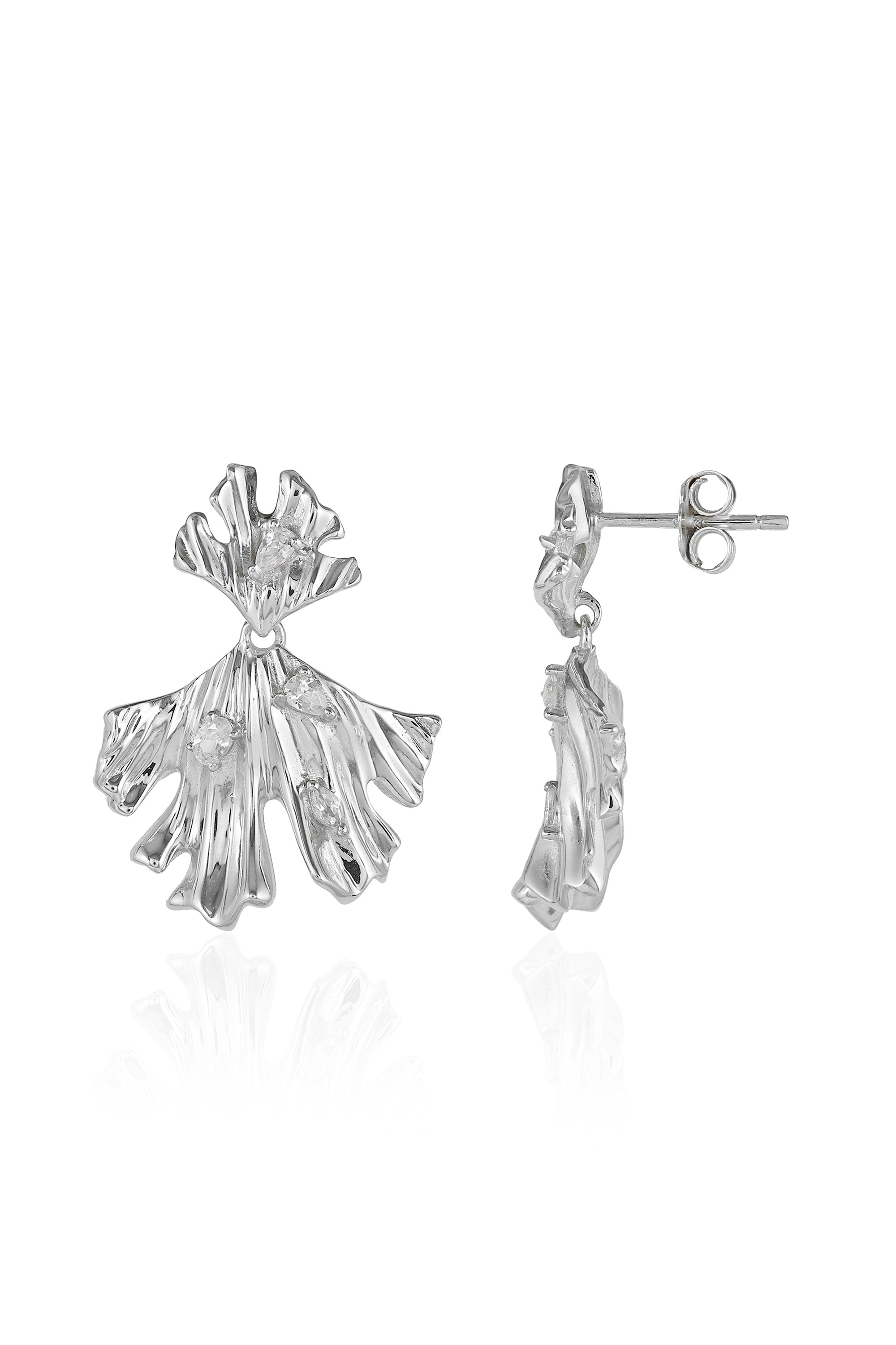Leaf Drop Silver Earrings