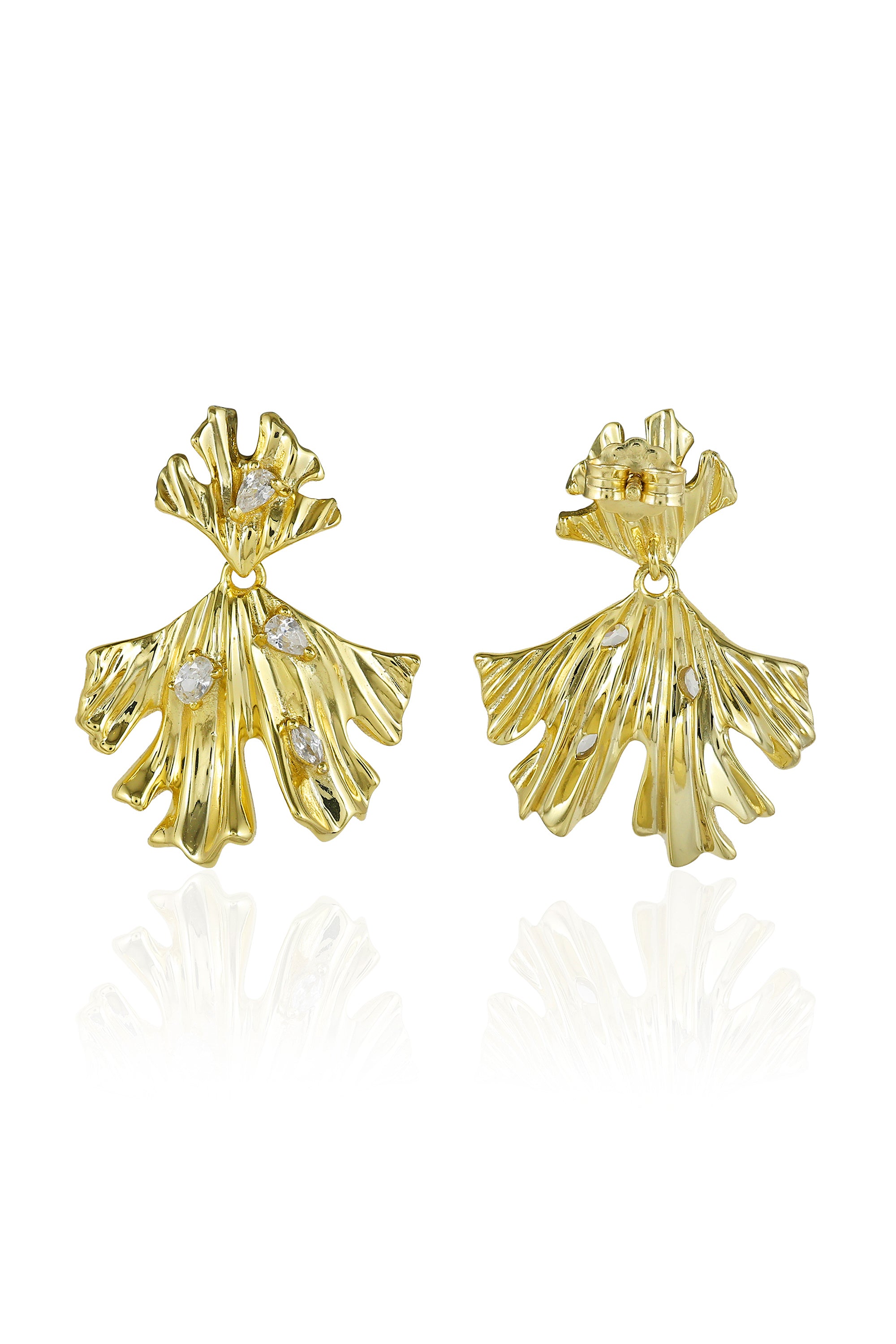 Leaf Drop Gold Earrings
