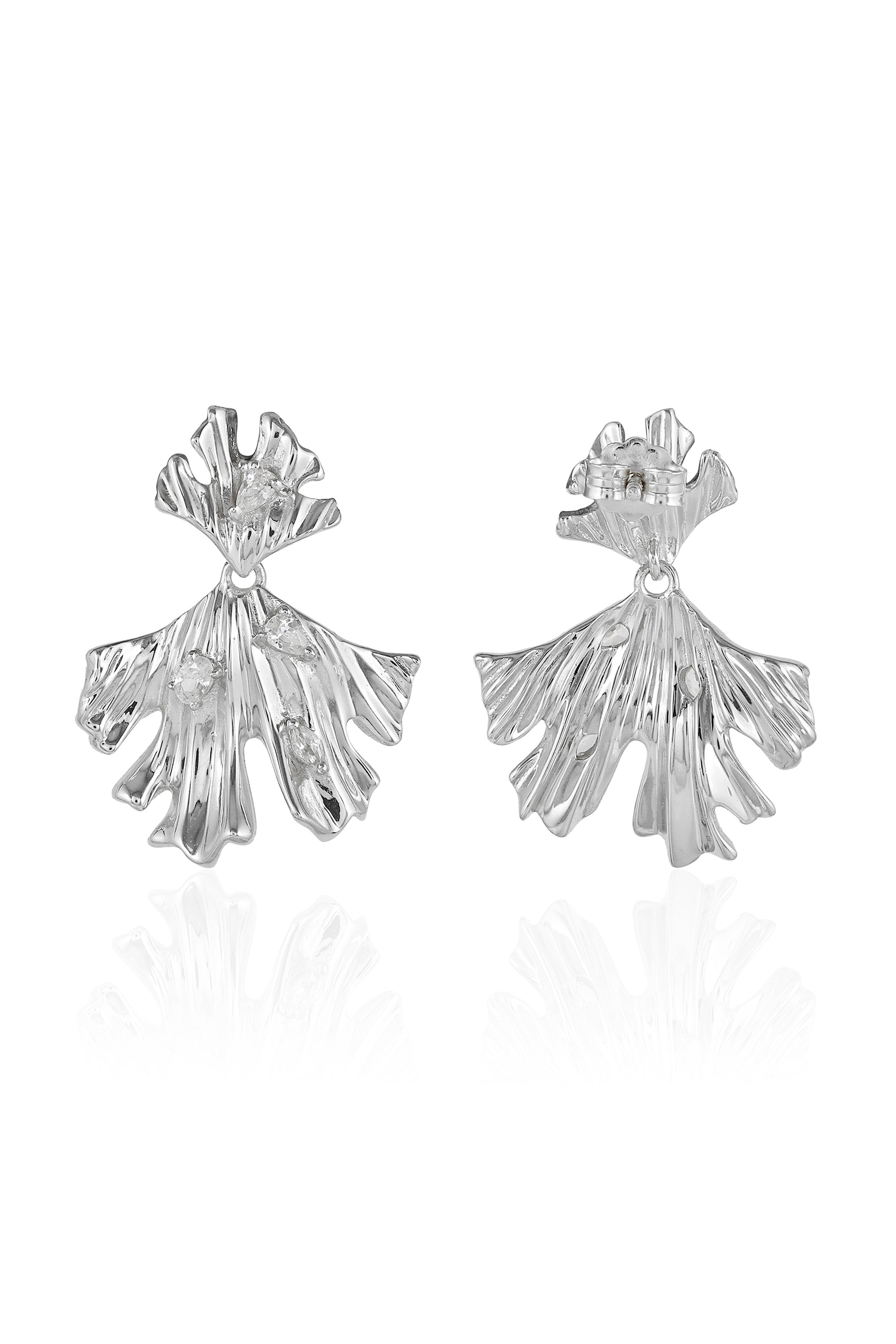 Leaf Drop Silver Earrings