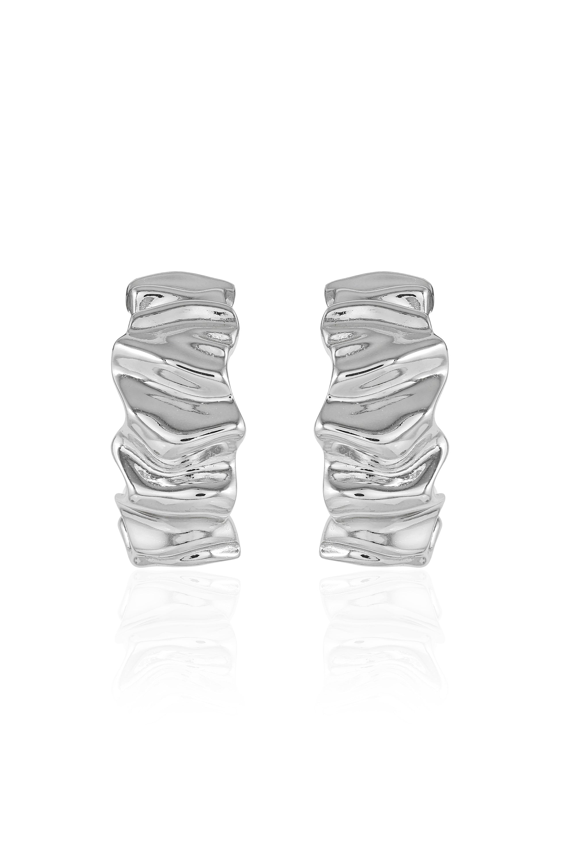 Textured Silver Hoop Earrings