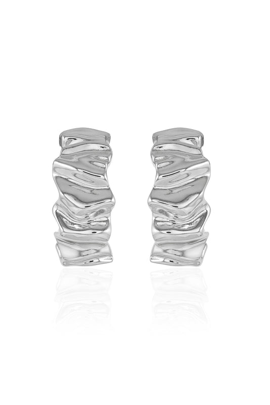 Textured Silver Hoop Earrings