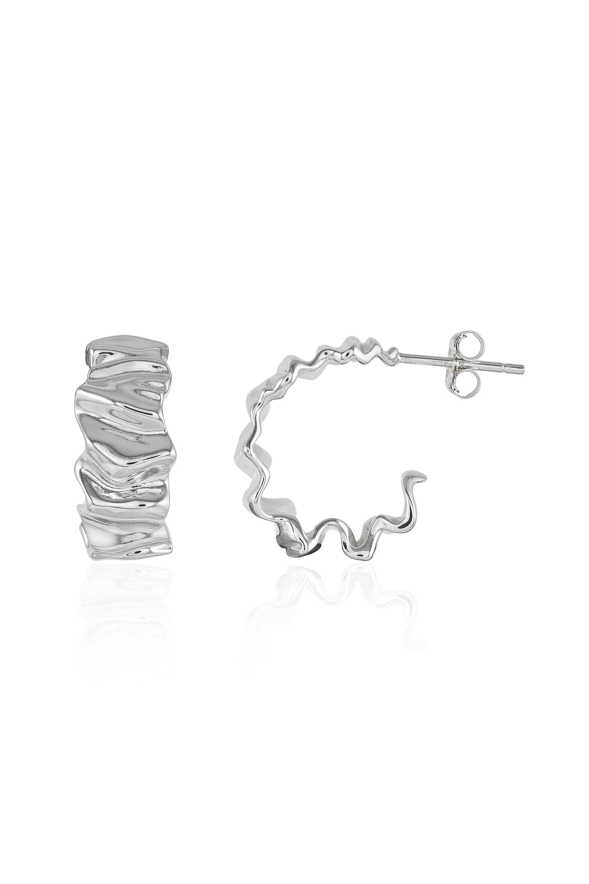 Textured Silver Hoop Earrings