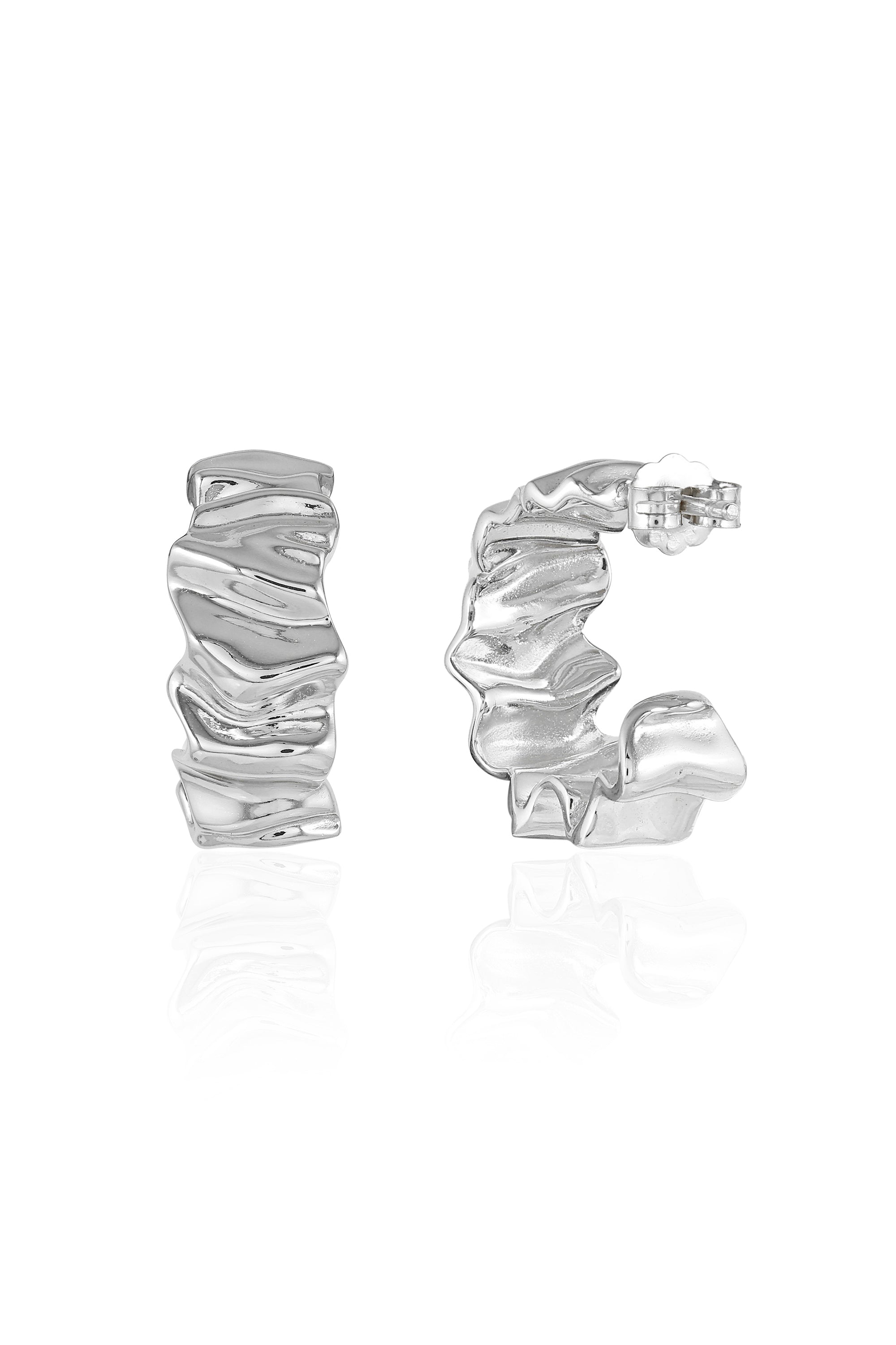 Textured Silver Hoop Earrings