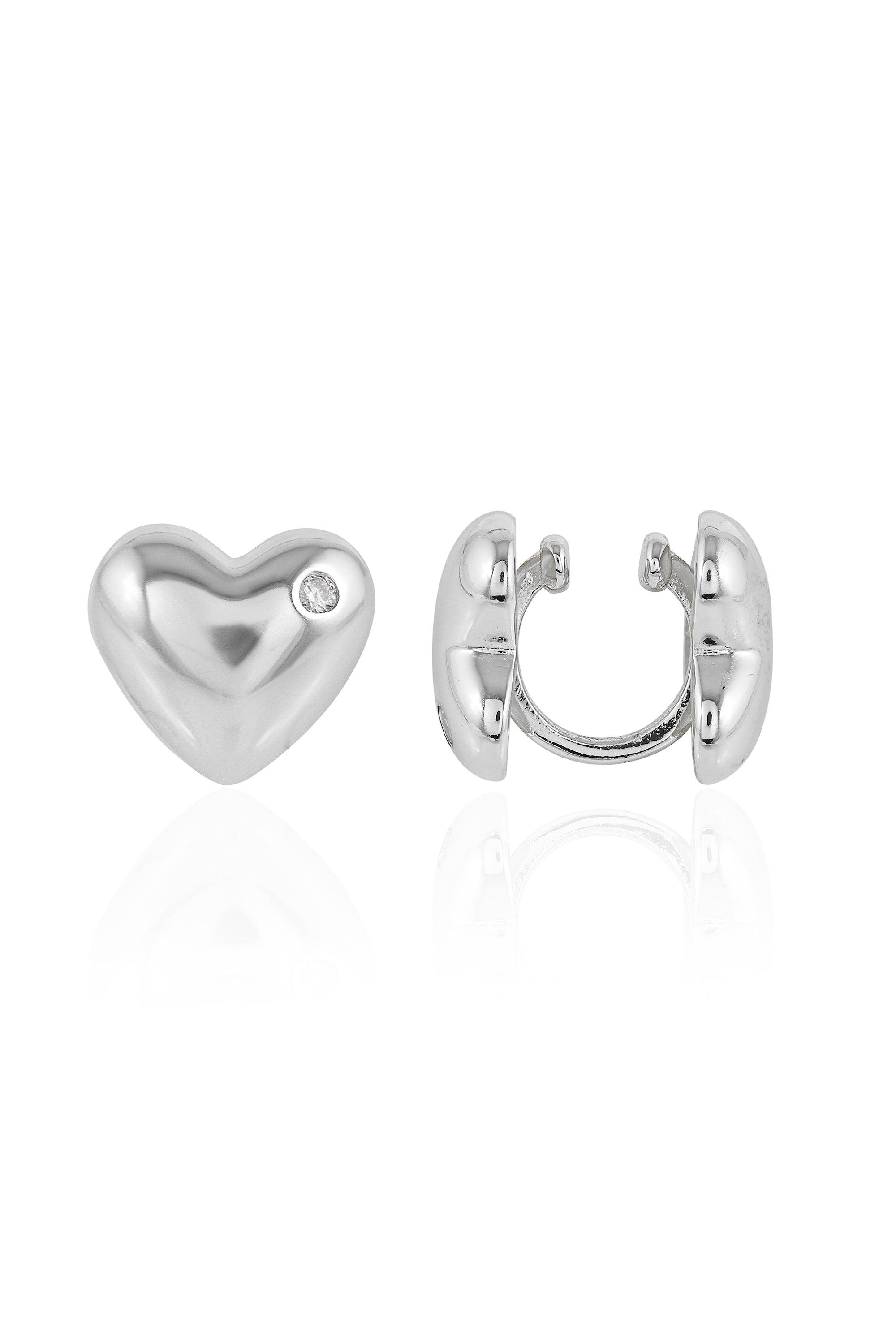 Silver Heart Ear Cuffs