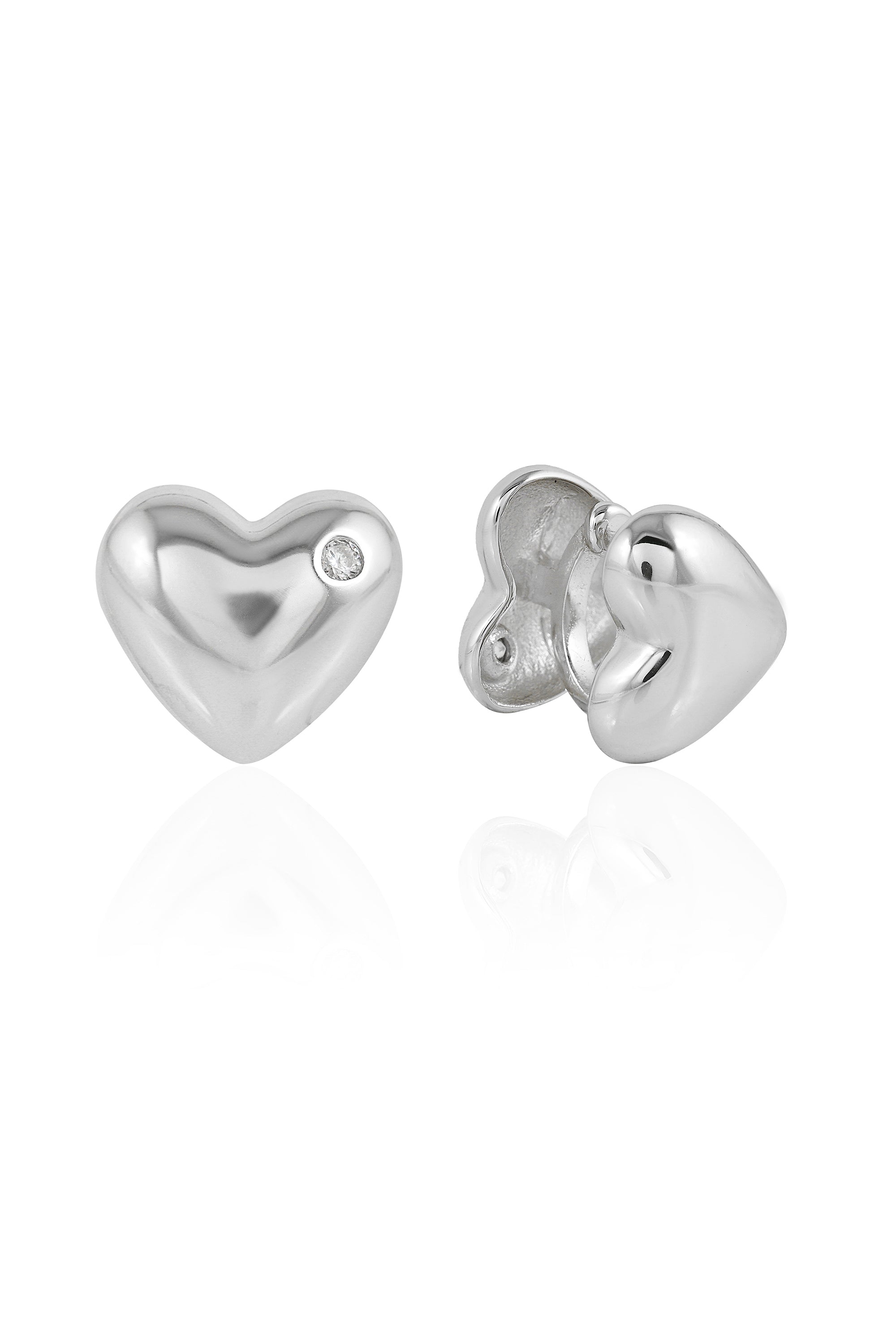 Silver Heart Ear Cuffs