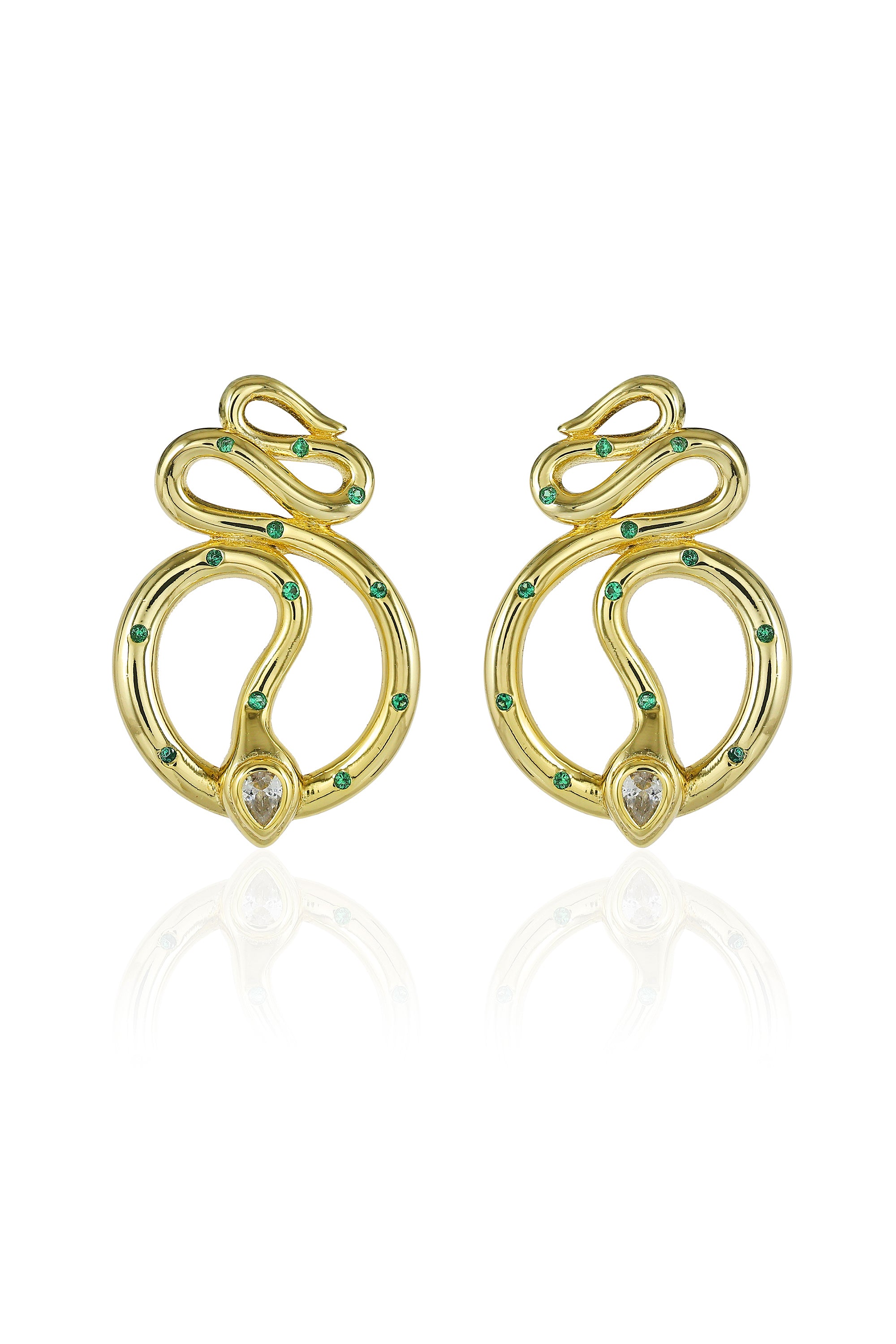Emerald Snake Drop Earrings