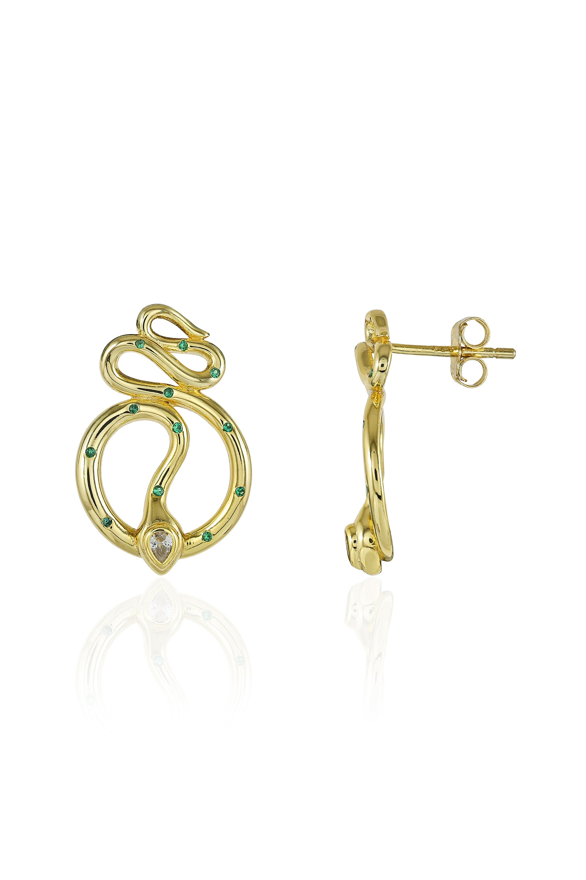 Emerald Snake Drop Earrings