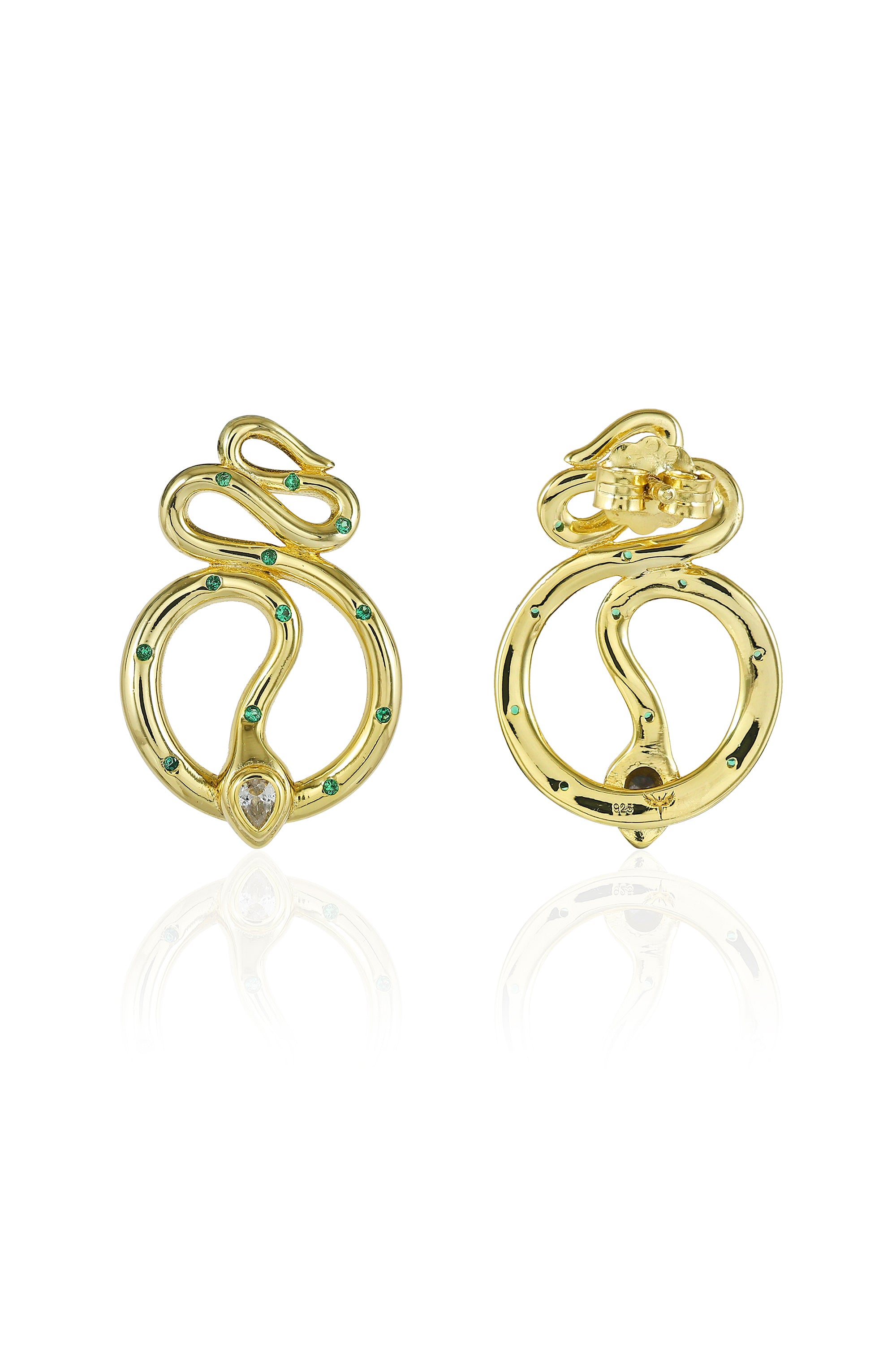 Emerald Snake Drop Earrings