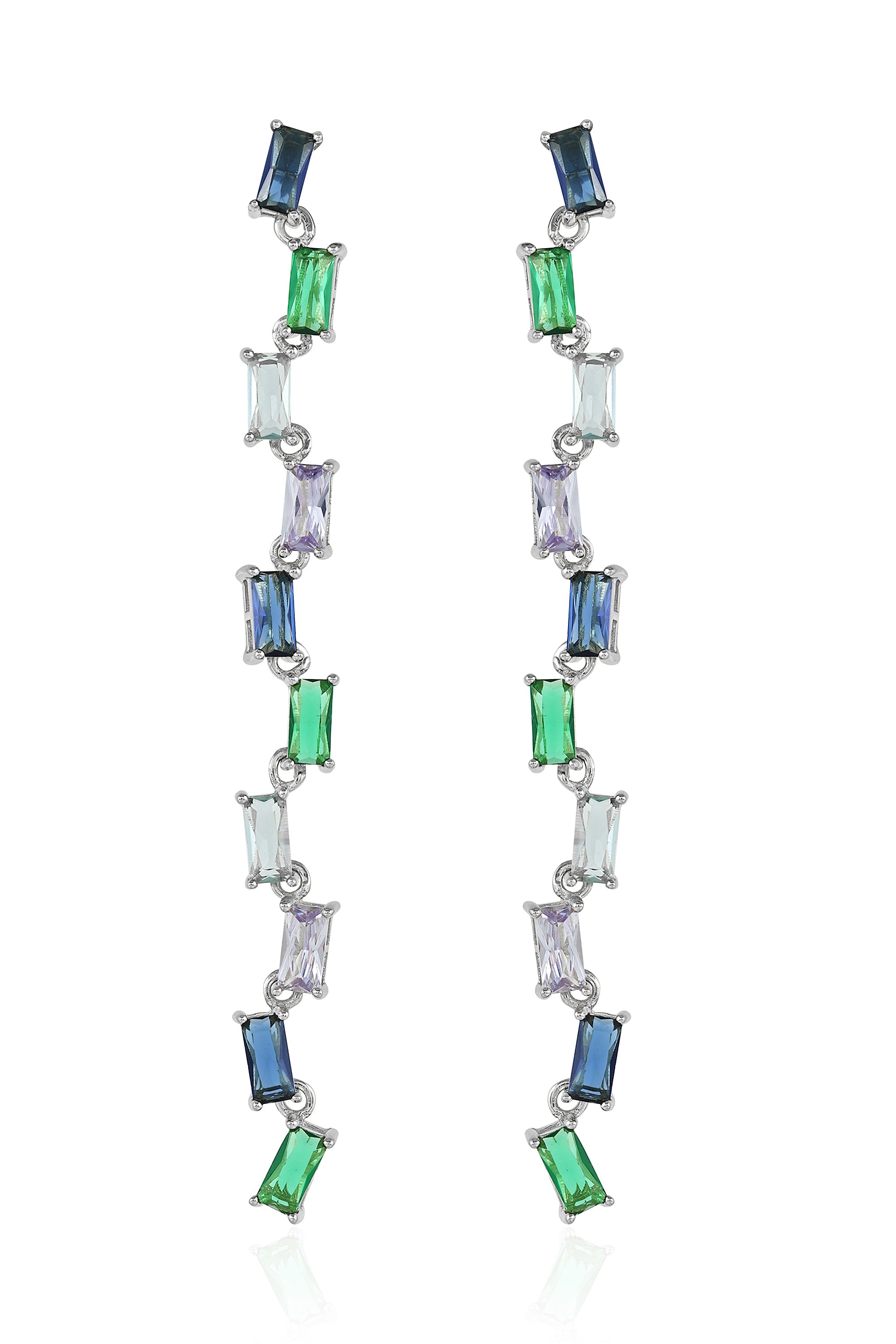 Multicolored Silver Drop Earrings