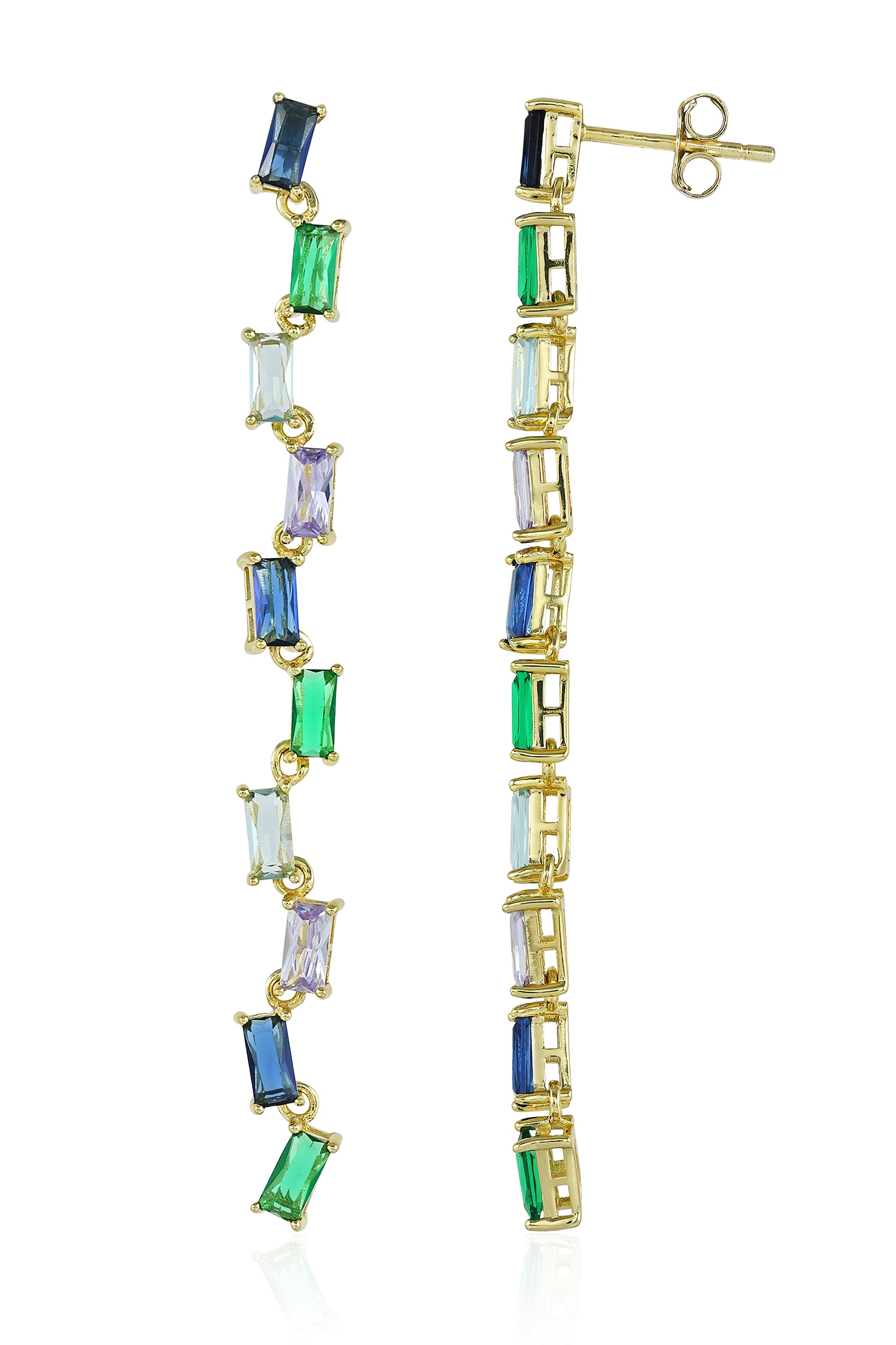Multicolored Gold Drop Earrings