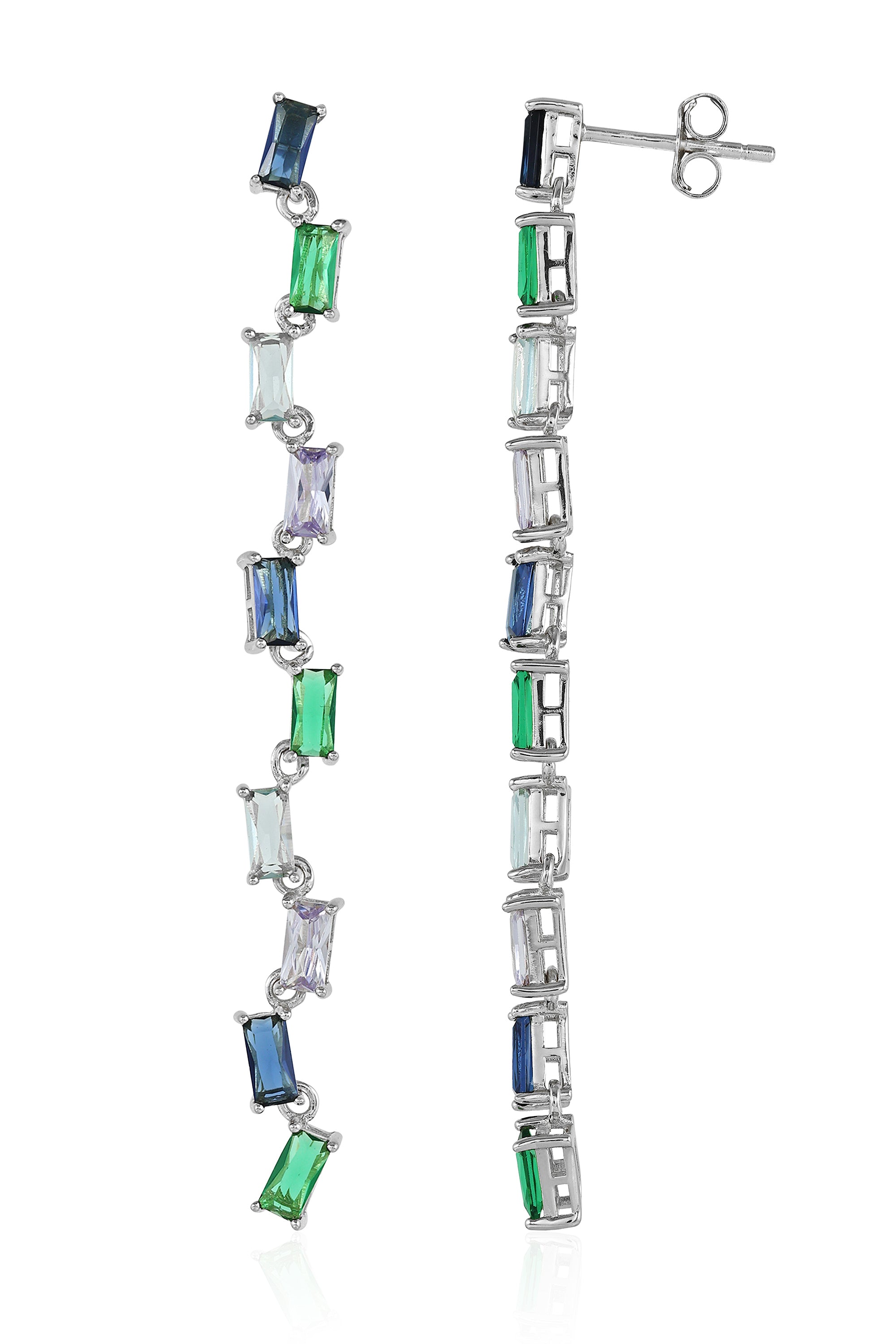 Multicolored Silver Drop Earrings