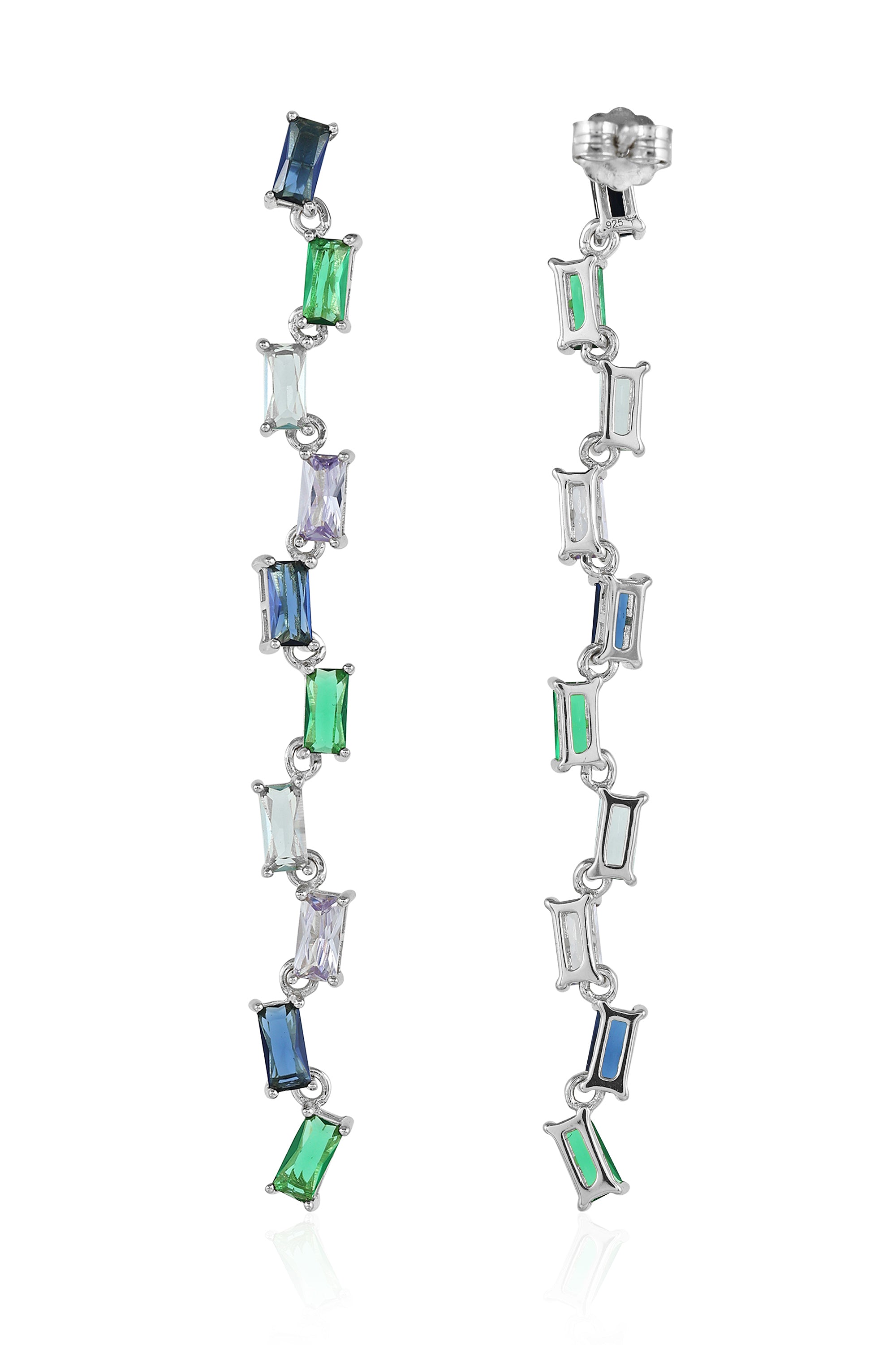 Multicolored Silver Drop Earrings