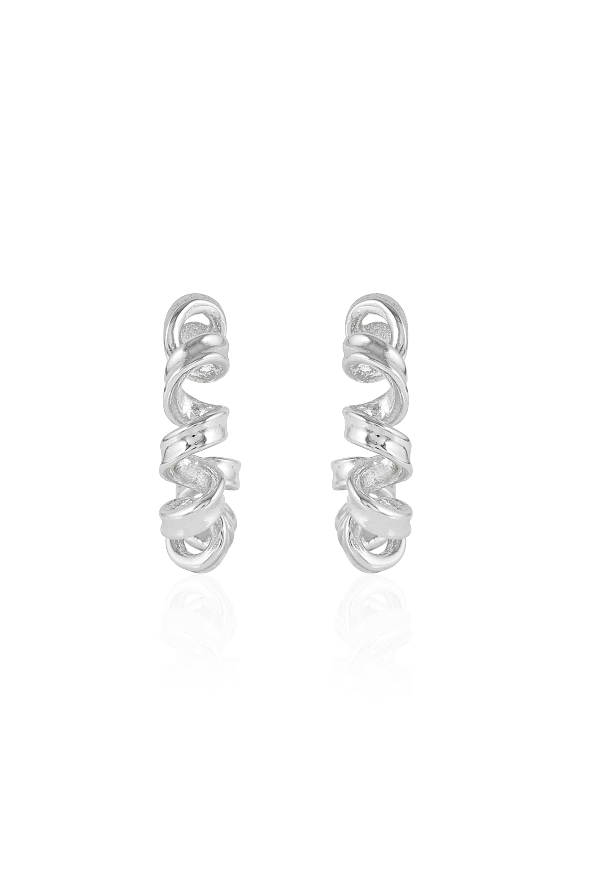 Spiral Silver Hoop Earrings