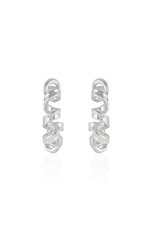 Spiral Silver Hoop Earrings