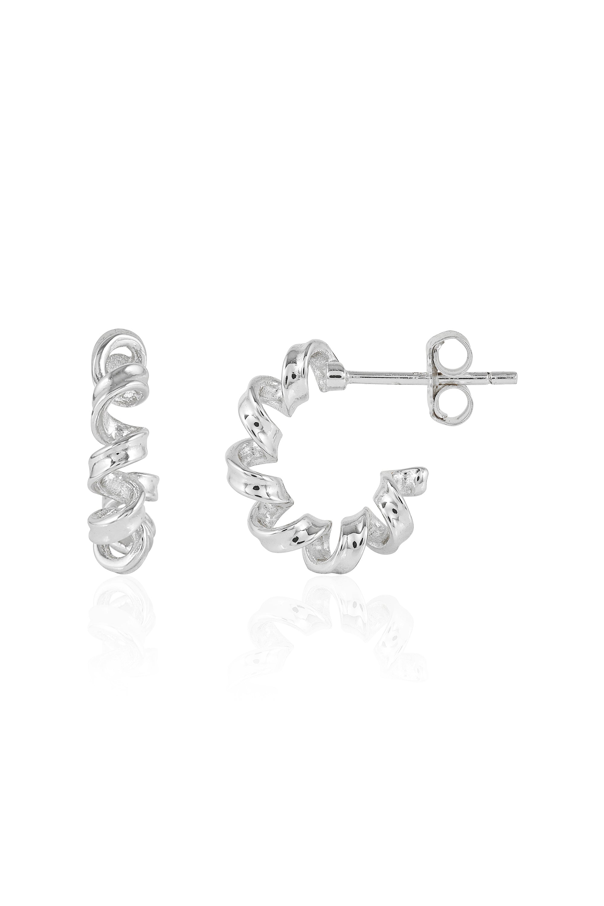 Spiral Silver Hoop Earrings