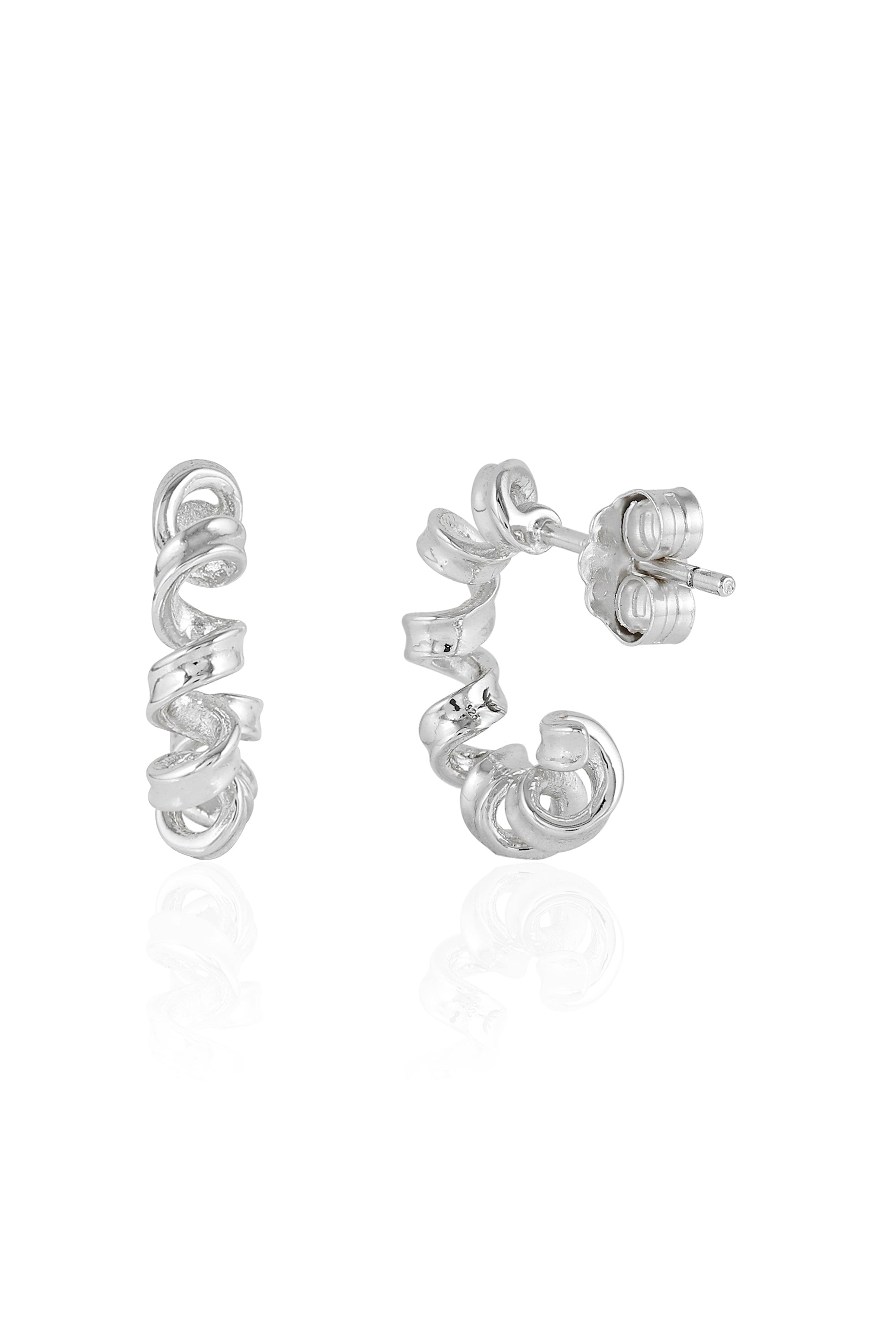 Spiral Silver Hoop Earrings