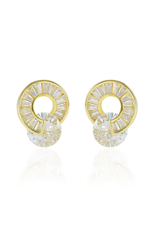 Diamond Circle Gold Stud Earrings