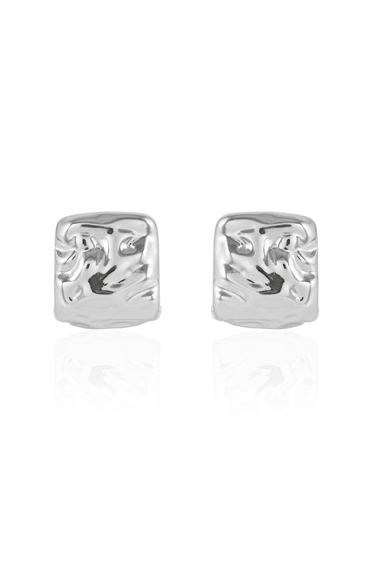 Textured Silver Stud Earrings