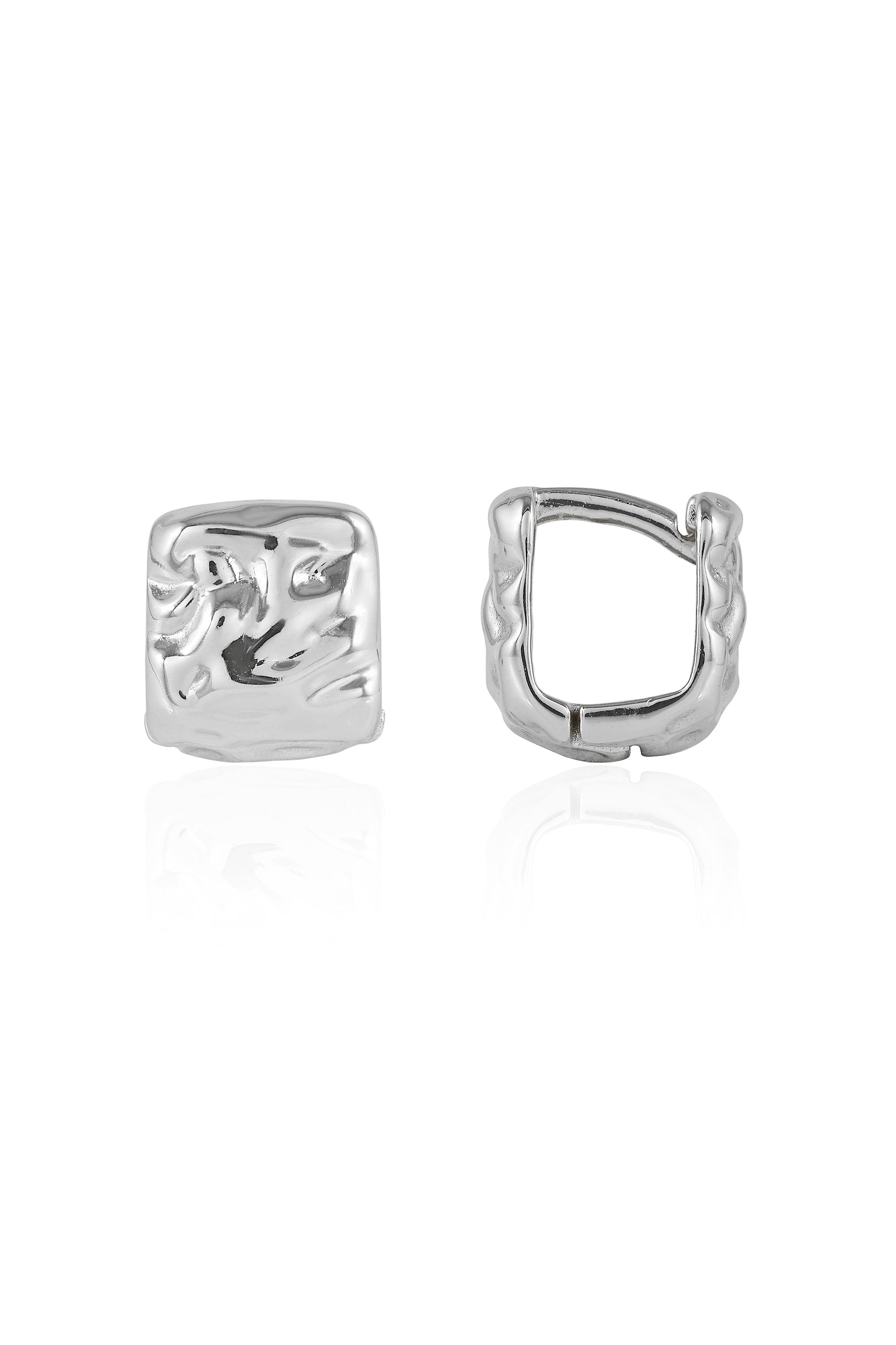 Textured Silver Stud Earrings