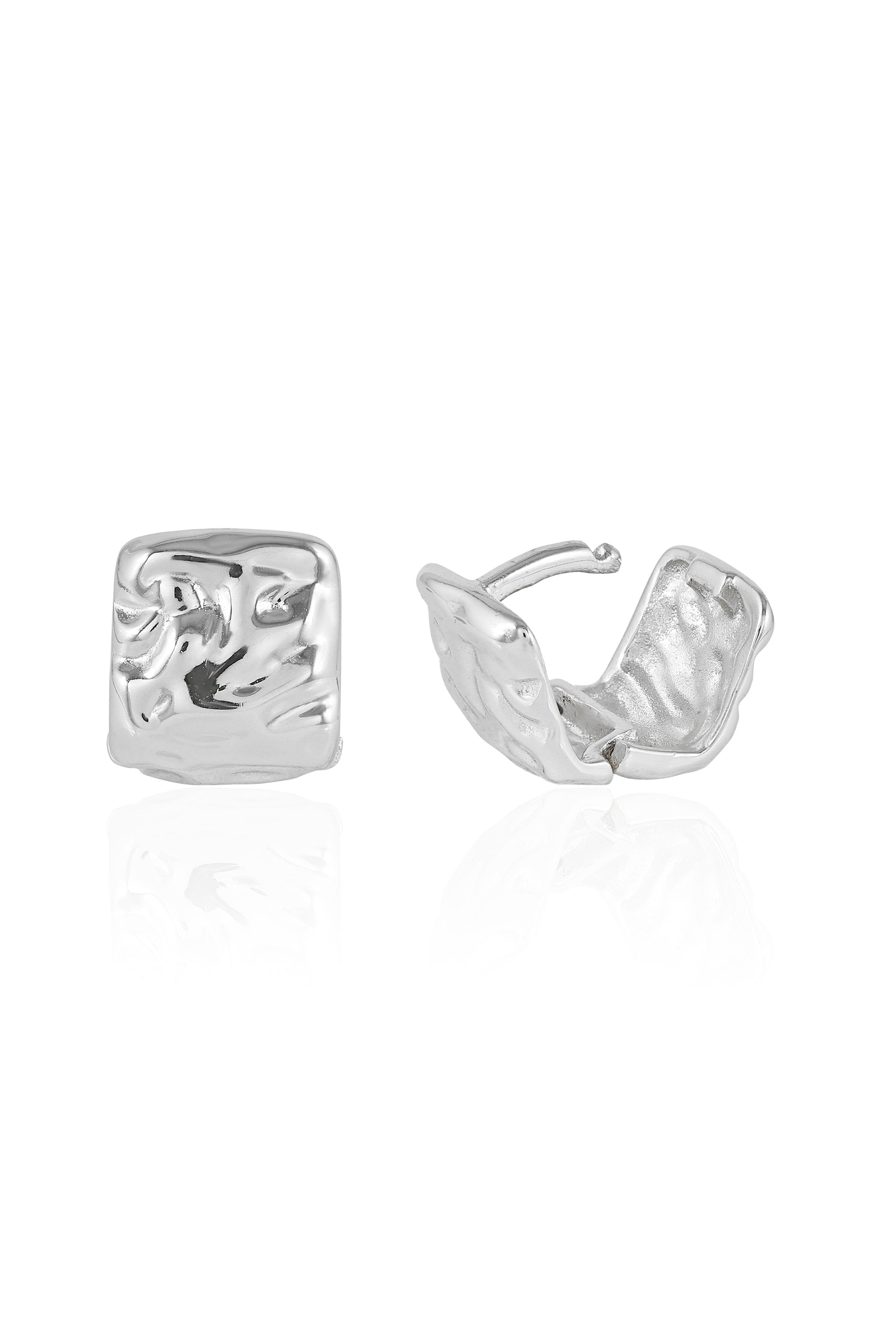 Textured Silver Stud Earrings