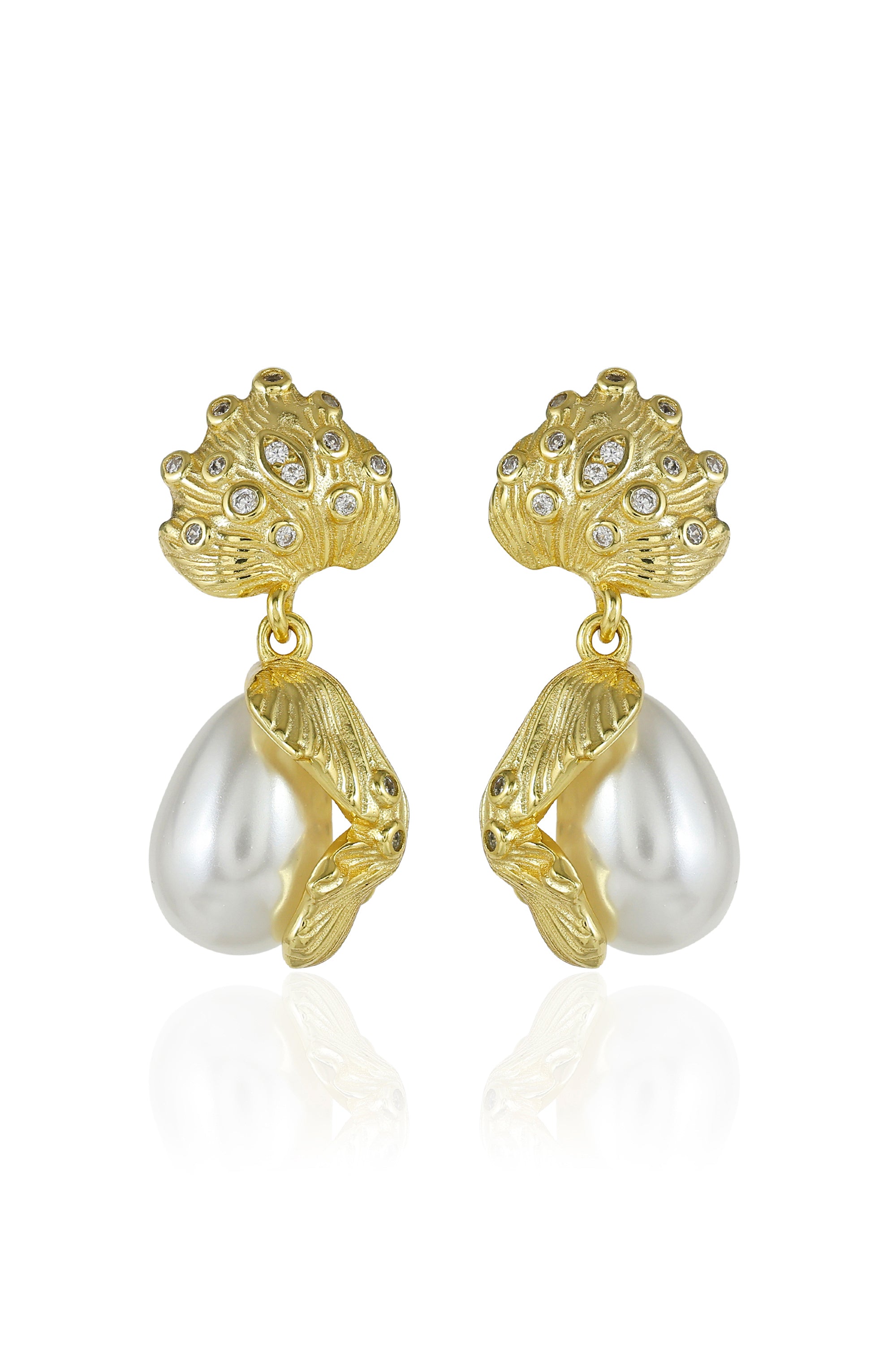 Shell Crown Drop Earrings
