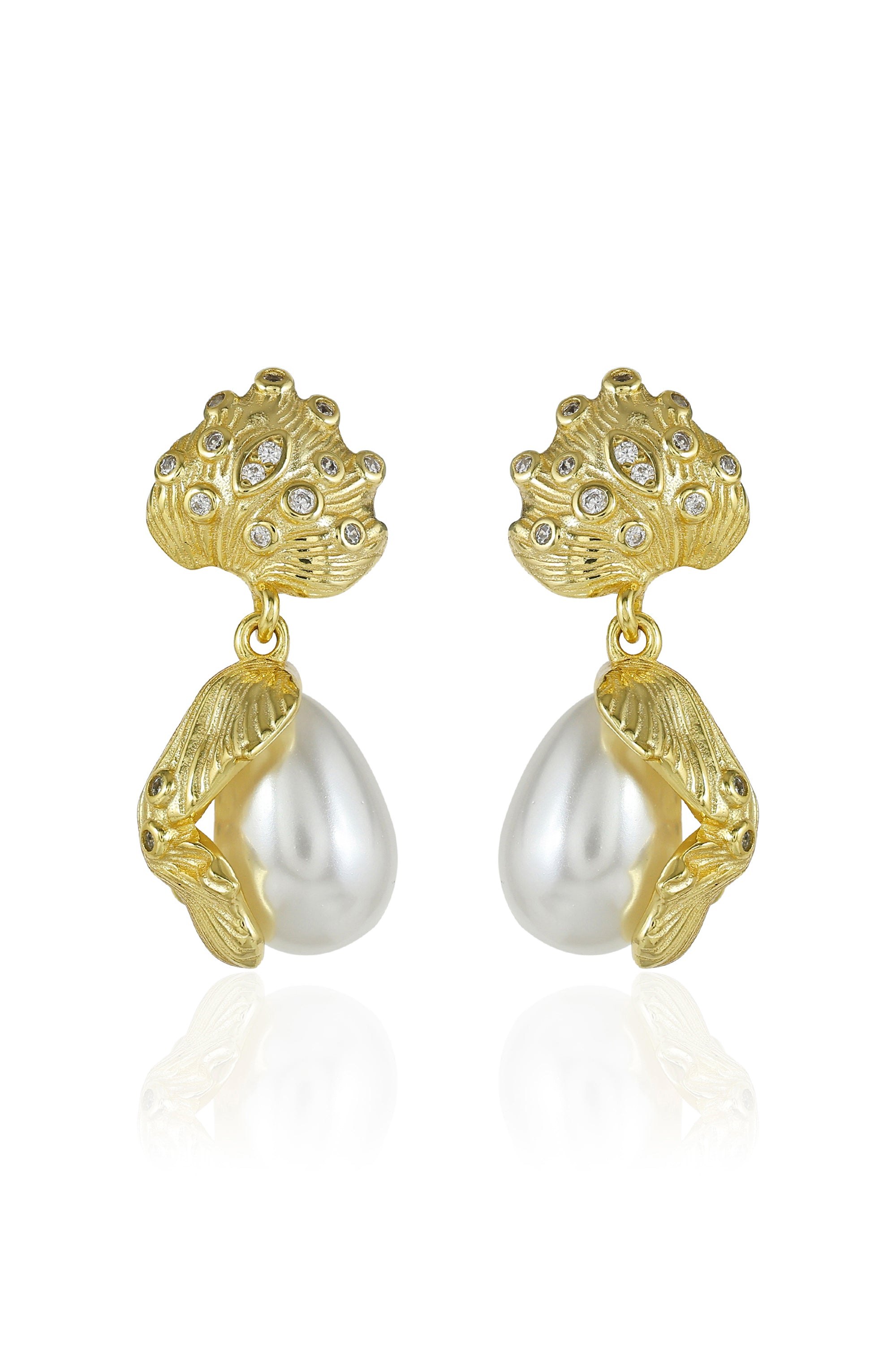 Shell Crown Drop Earrings