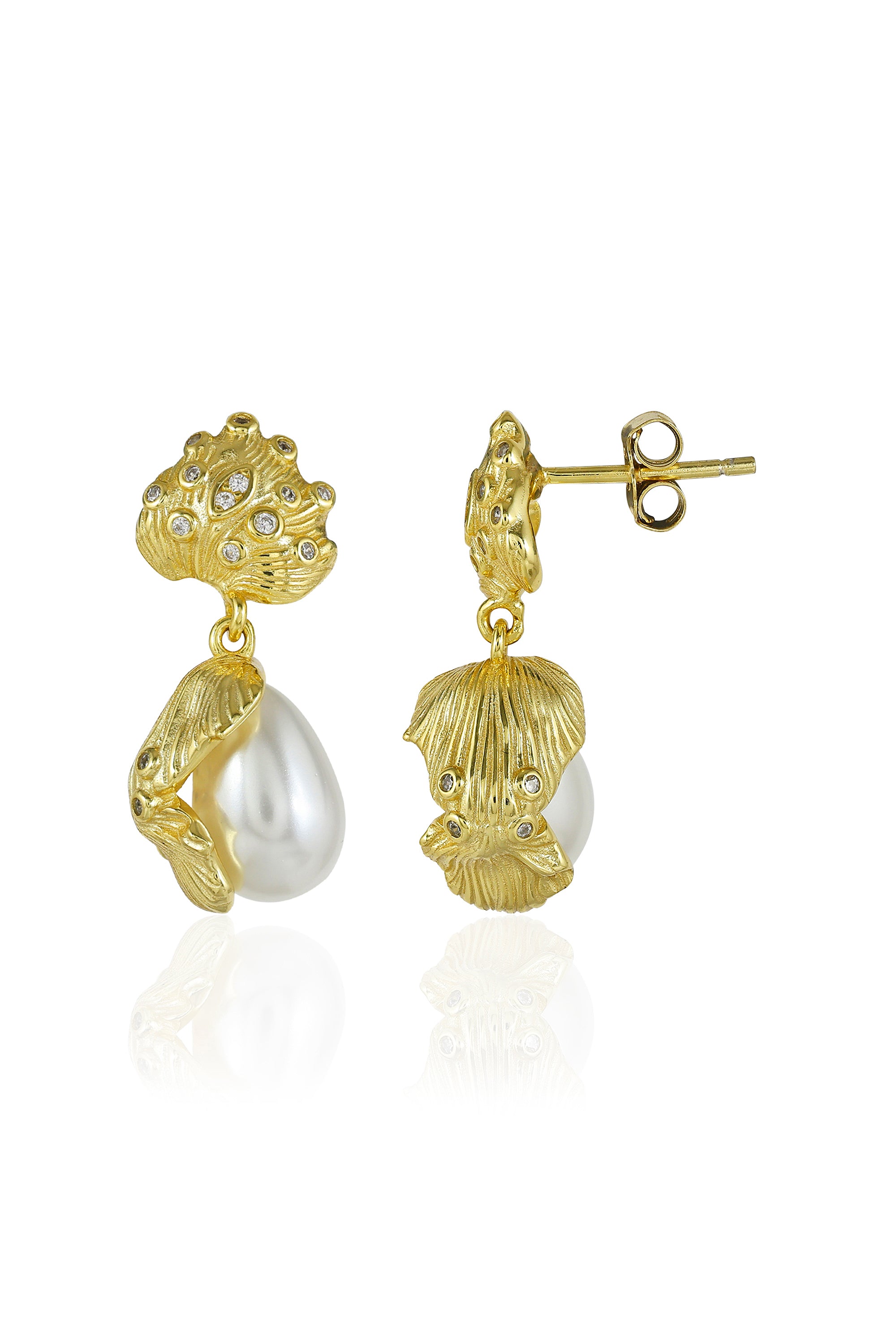 Shell Crown Drop Earrings
