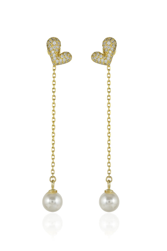 Heart of Pearl Drop Earrings