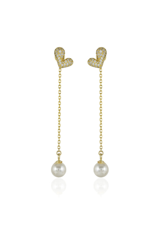 Heart of Pearl Drop Earrings