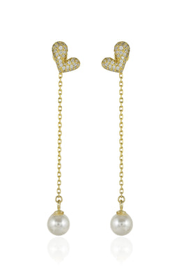 Heart of Pearl Drop Earrings