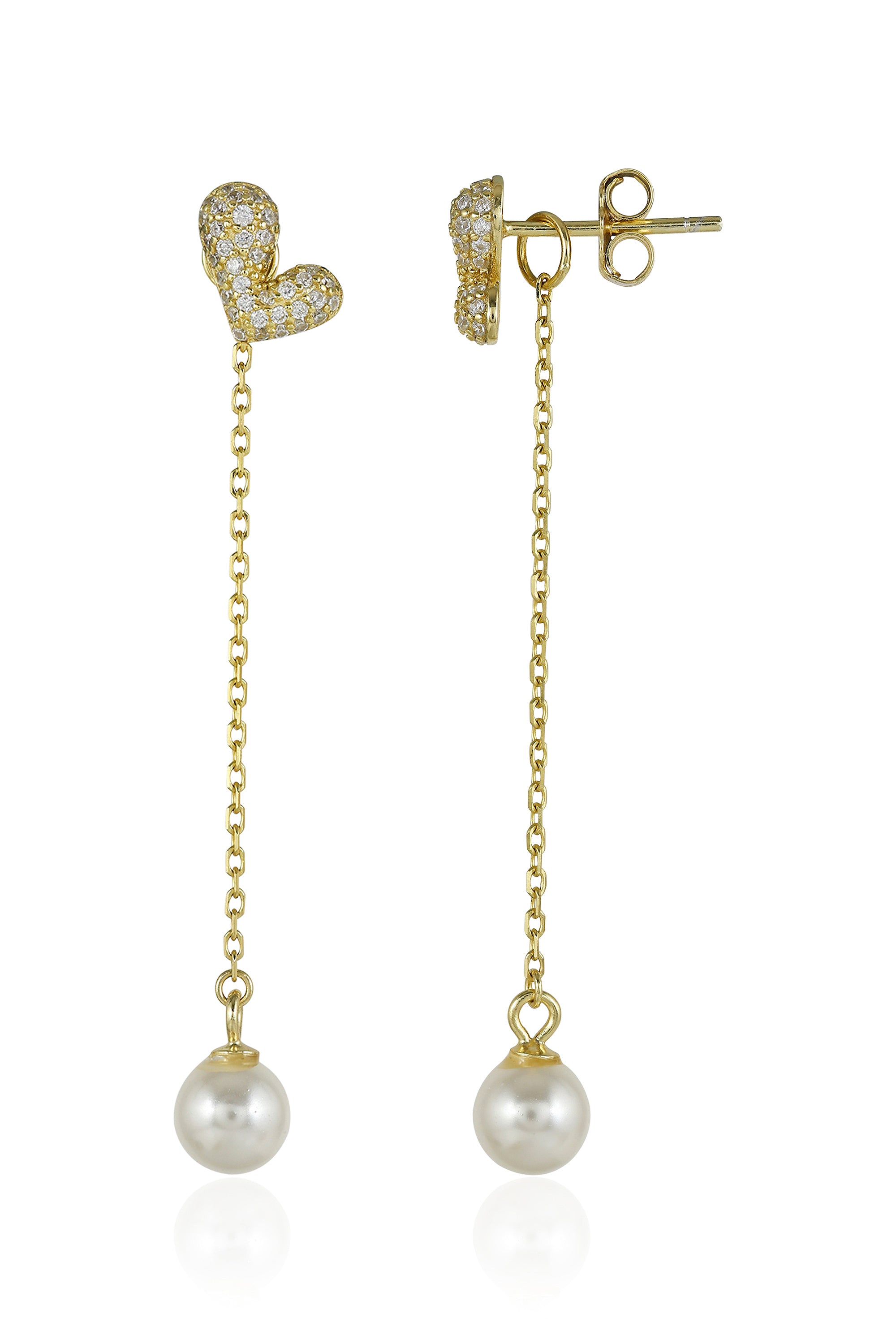 Heart of Pearl Drop Earrings