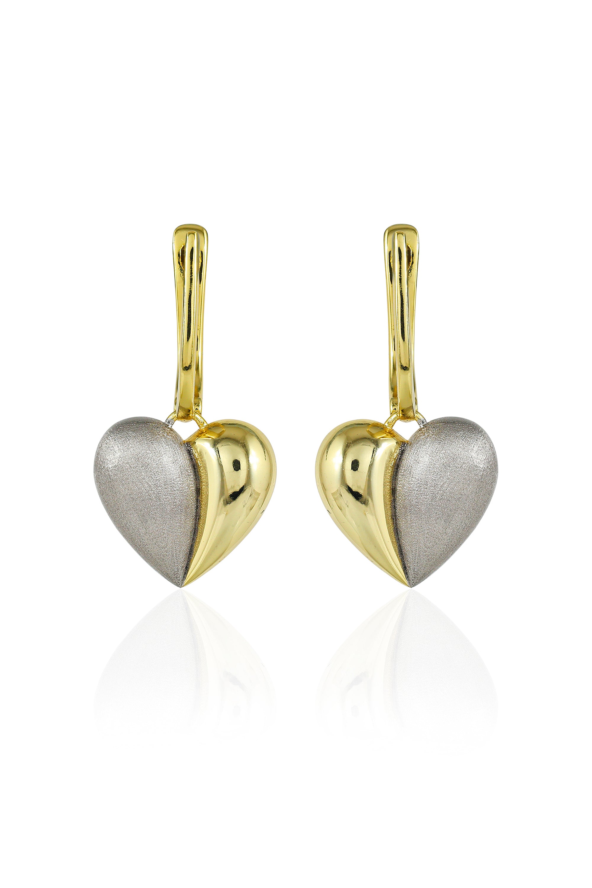 Dual Tone Heart Earrings